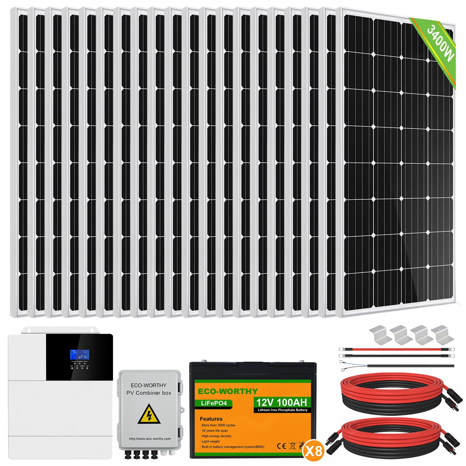 Buy ECOWORTHY 3400W Solar Power System Off Grid Complete Solar Panel