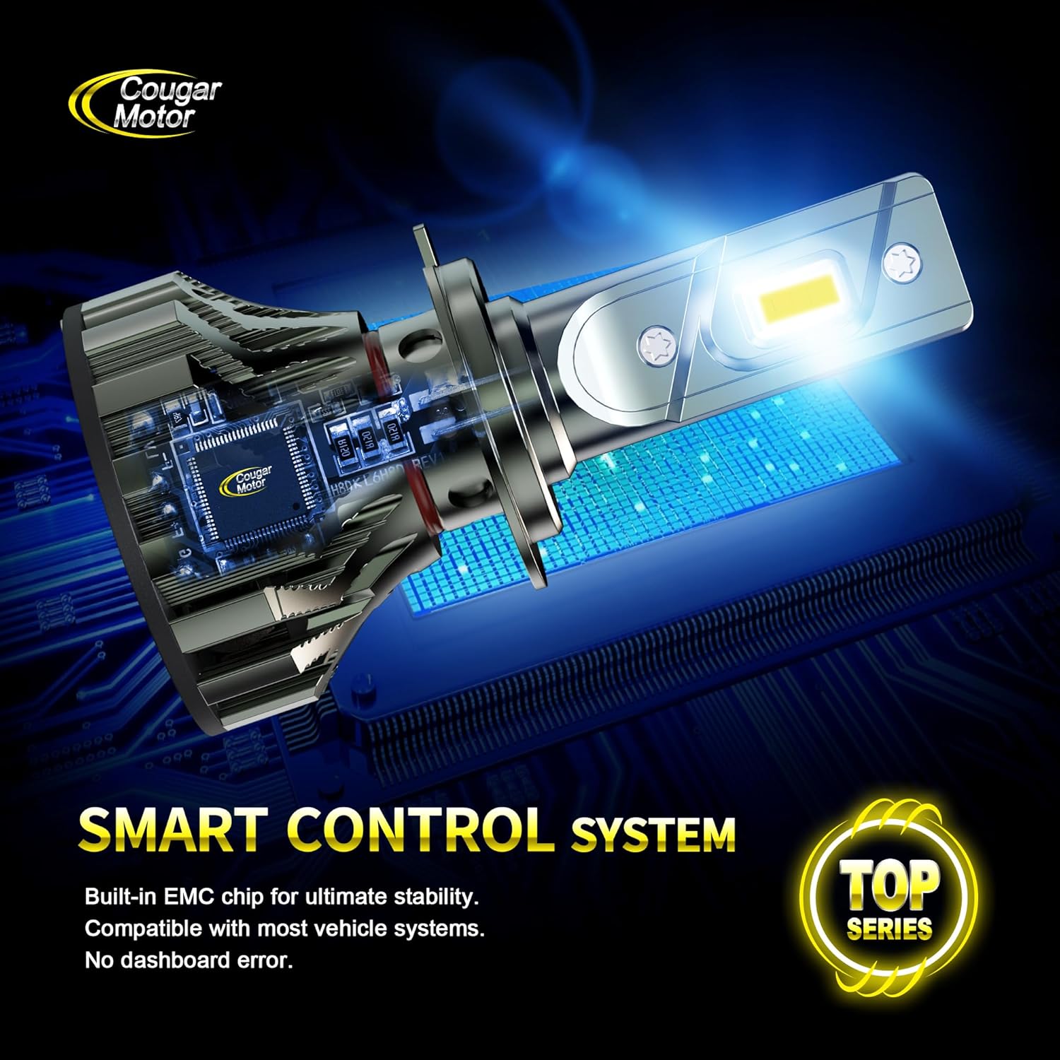 Cougar Motor H7 Bulb, H7 Fog Bulb Flagship H7ll with Cooling Fan 6500K Cool Withe Off-Road or Fog Light, Pack of 2