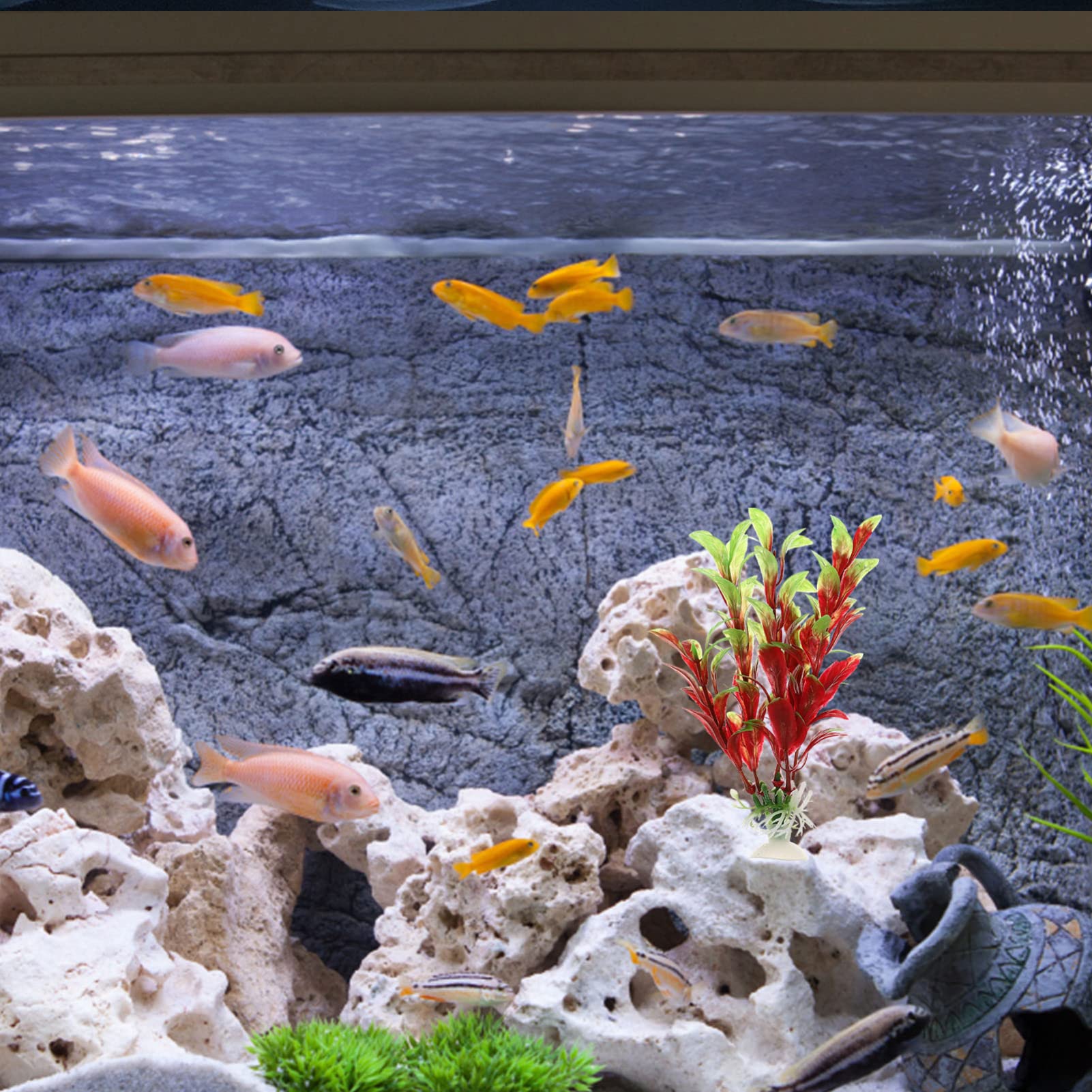 Sosoport 5 Juegos Pecera Paisajismo Agua Plantas Artificial Plants Aqua Plant Titular De La Planta del Acuario Decoración Al Aire Falso Decoración Decorativa del Acuario 6 Piezas * 5