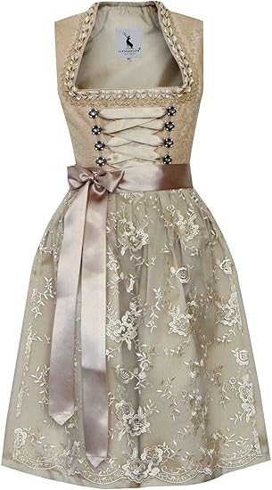 Alpenmärchen Midi Dirndl Aus Exklusiver Kollektion Inkl. Spitzenschürze Gr.32-54 - ALM519