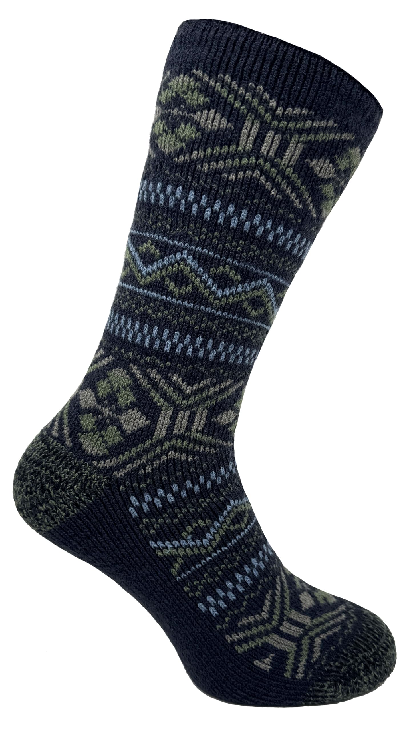 Bramble Men's Navy Fairisle Thermasocks | 1 Pair | U.k. Size 6-11 | Outdoor Comfort Hiking Boot, Walking, Activity Winter Socks