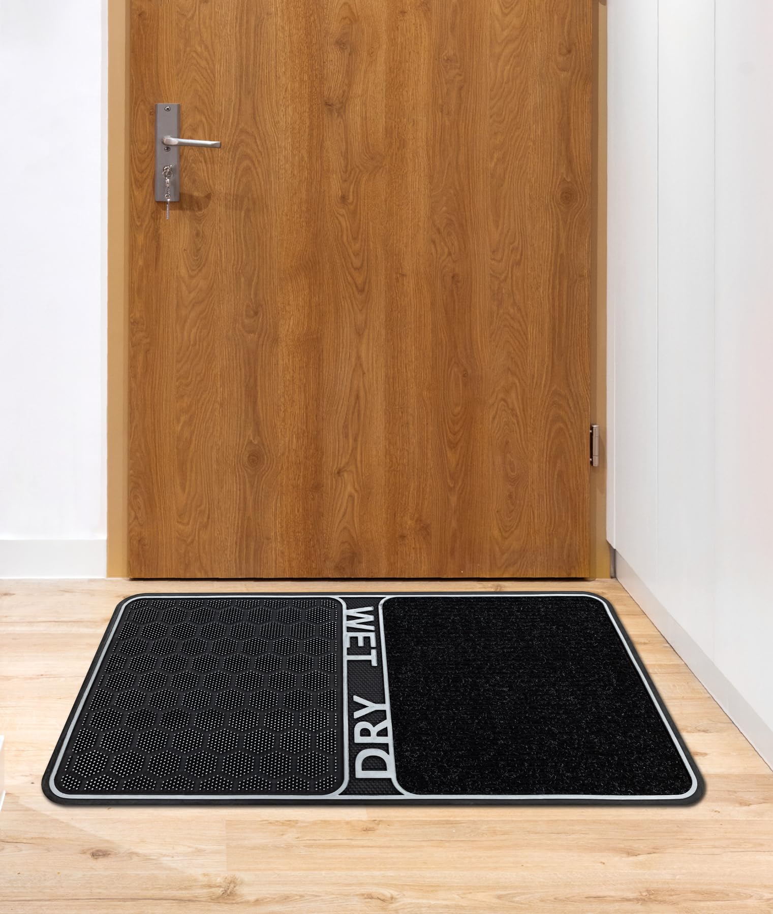 rugsx Felpudo BH DM003 Wet Dry, Antideslizante, Interior, Exterior, Goma - Plata 45x80 cm