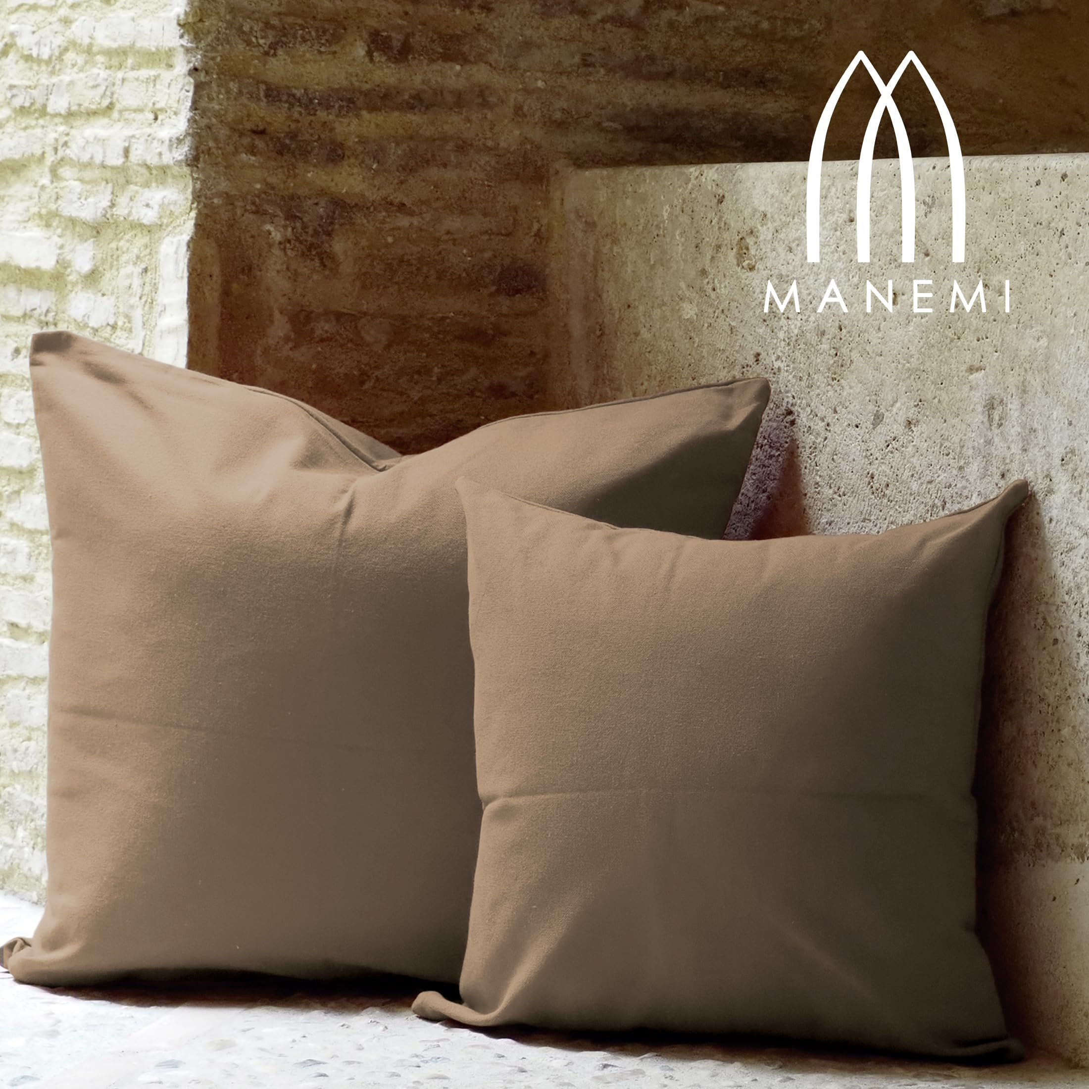 MANEMI Pack 2 Cojín 60x60cm Algodón – Cojín para Sofá, Cama, Hecho en España, con Cremallera, 70% Algodón 30% Poliéster, Tamaños