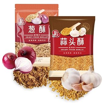 XCVFDVOR Crispy Fried Garlic 5.6oz*1 pack & Crispy Fried Shallots 5.6oz*1 pack Fried Dried Shallots Crispy Crispy Garlic Suitable for baking cooking and grilling
