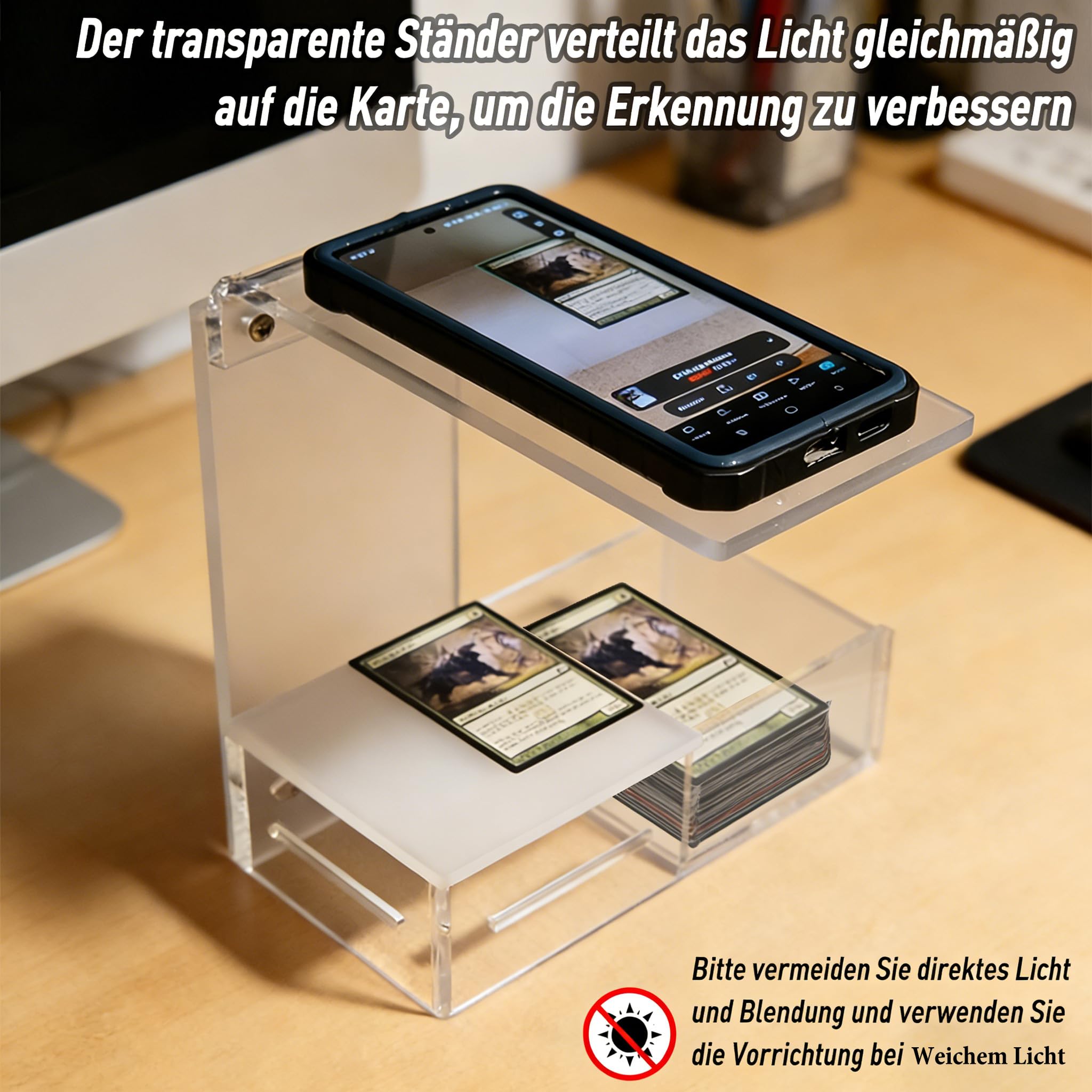 Acryl ScanBox für MTG | TCG Karten- Kompatibel mit ManaBox und Anderen Scanner-Apps, Schnelles Scannen und Preisauskunft von Magic Karten（unsleeved und Sleeved）