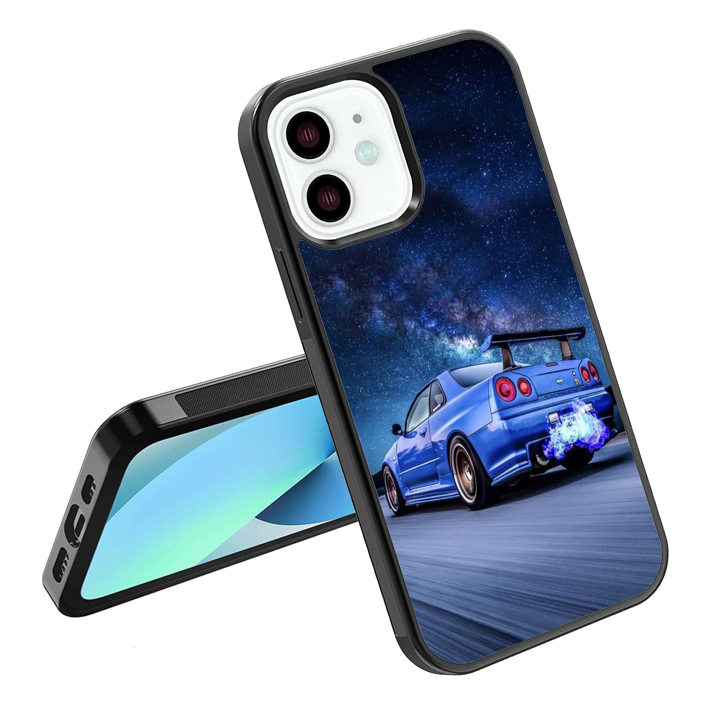 Phone Case Cover Compatible with iPhone SE 7 8 X XR 11 12 13 14 15 16 16E Plus Mini Pro Max Silicone Style Shockproof - Skyline R34 GTR Blue