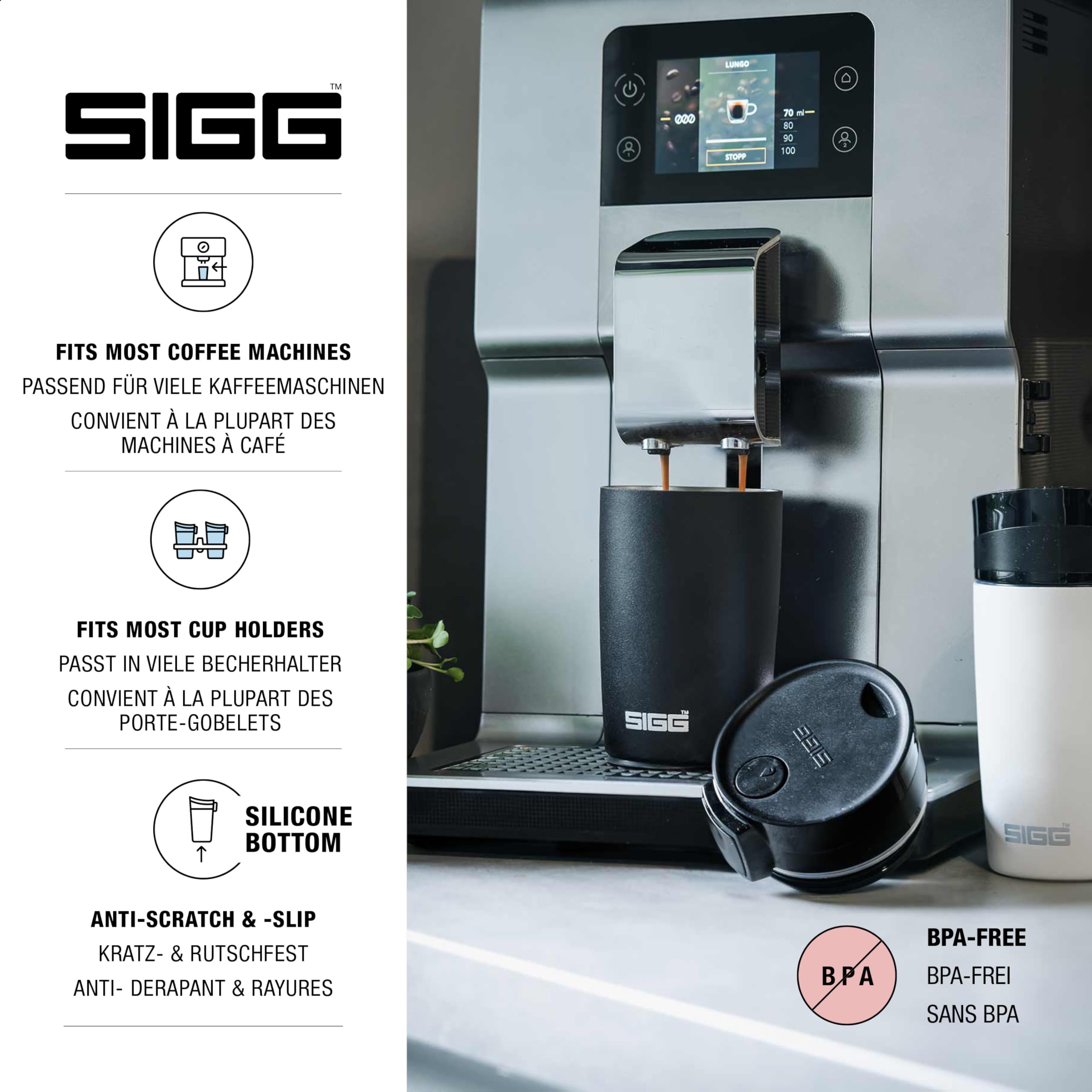 Sigg Miracle Black Touch Insulated Coffee Mug (0.27 L), Pollutant-Free and Insulated Coffee Travel Mug - Image 4
