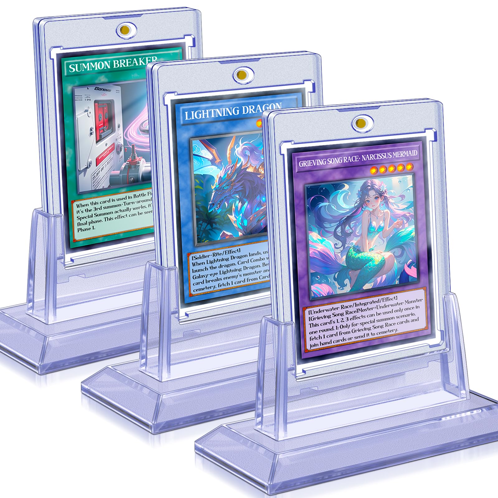 Magnetischer Kartenhalter, 35pt – Acryl-Display-Ständer für Sammel- und Sportkarten – inklusive 3 Hartplastik-Kartenhüllen + 3 Ständer – passend für Baseball, TCG und Sammelkarten