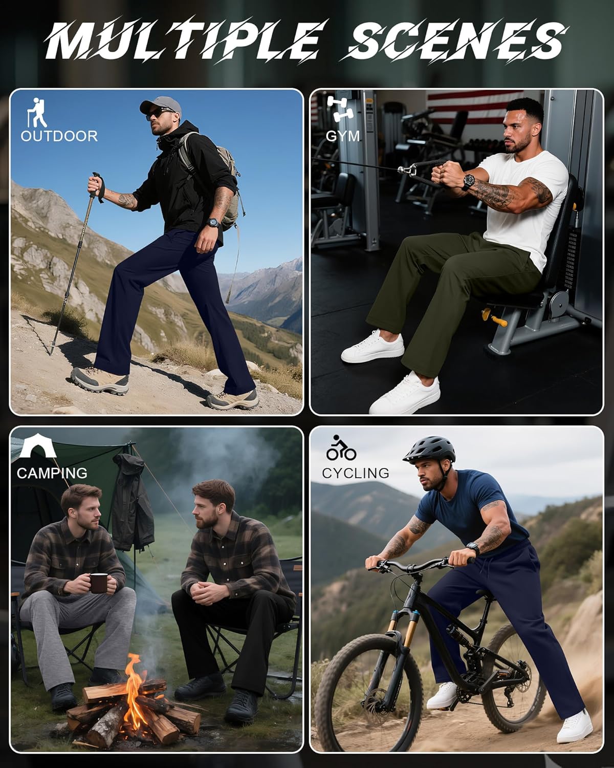 4 Pack Men's Big and Tall Sweatpants Thin Athletic Workout Joggers Baggy Lounge Drawstring Plus Pants with Pockets - Image 2