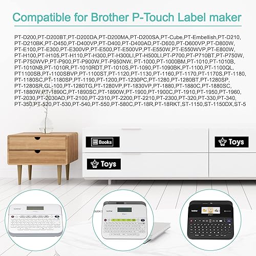 Miniatura 6 de NineLeaf Paquete de 10 cintas compatibles con Brother TZe-315 TZe315 TZ-315 TZ315 de 0.236 in, 14 de pulgada 0.23 pulgadas, blanco sobre negro,