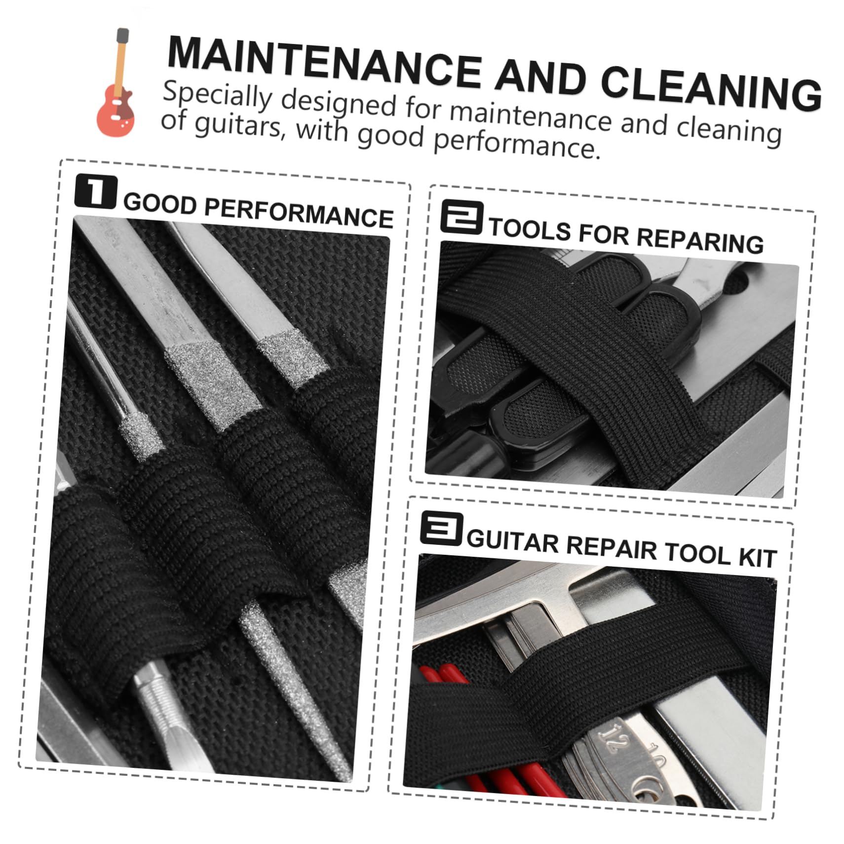 Kit de Limpieza y Mantenimiento de Guitarra, Hierro y Goma, Fácil de Transportar, Uso Profesional, para Cuidado de Instrumentos
