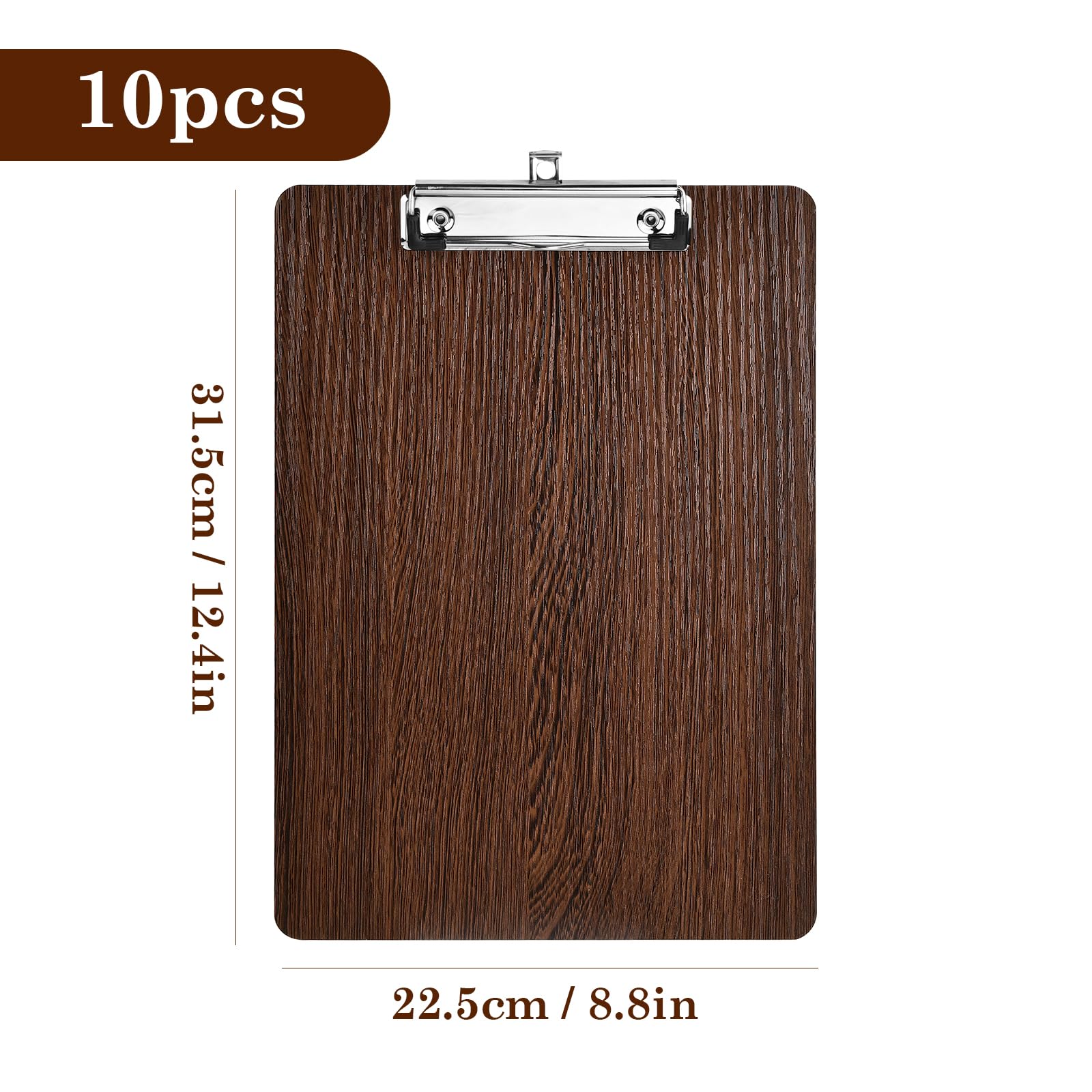 10 Piezas A4 Portapapeles de Madera con Pinza, Tableros con Pinza para Notas, Portapapele con Agujero Colgante, Clipboards Tablero de Escritura para Escuela, Oficina, Aula, Negocios, Restaurante
