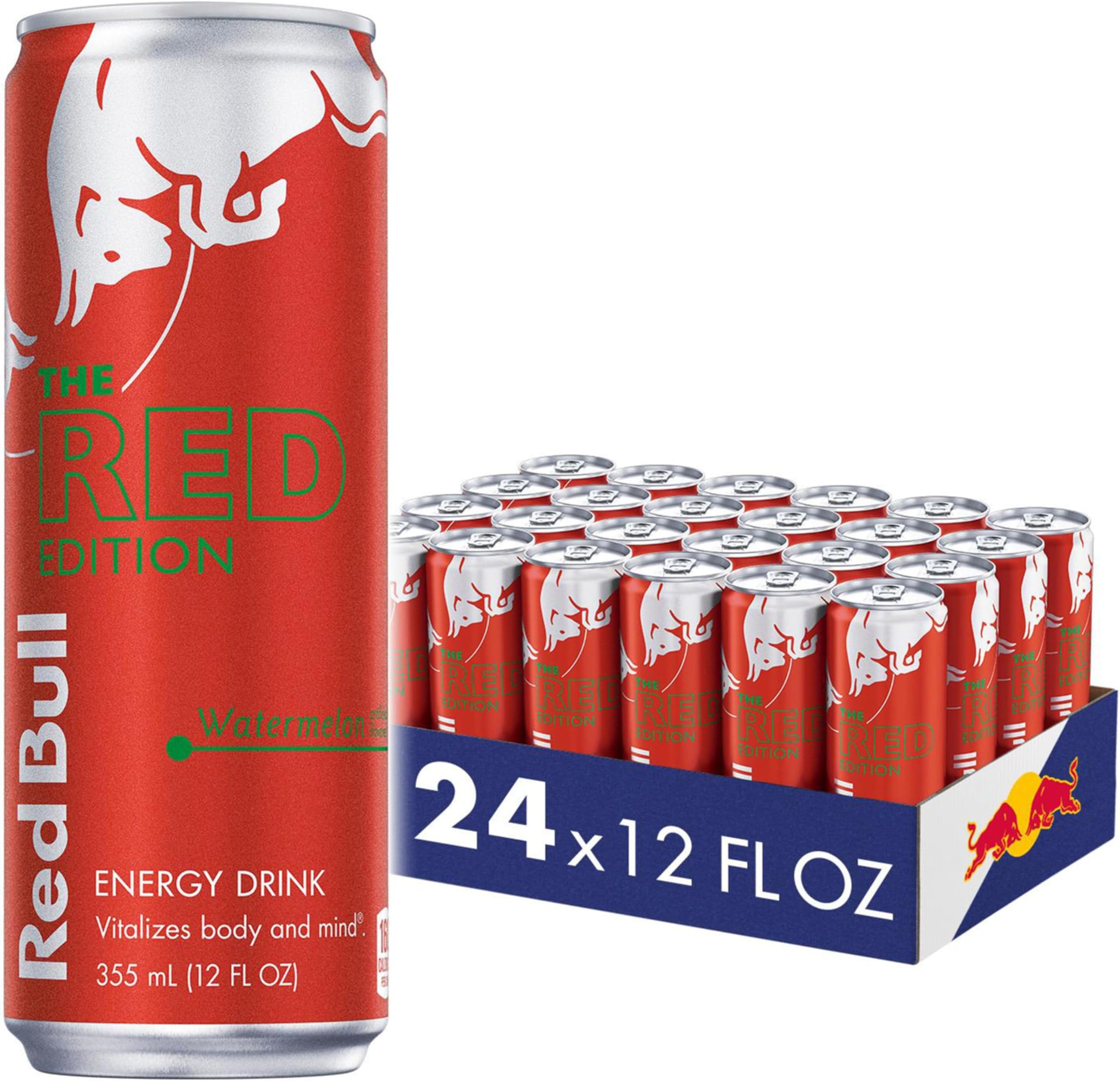 Red Edition Energy Drink, Watermelon, with 114mg Caffeine plus Taurine & B Vitamins, 12 Fl Oz, Pack of 24 Cans