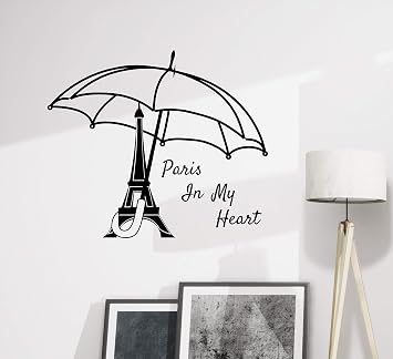 Wall Decal Eiffel Tower Paris in My Heart Umbrella Decor gz371