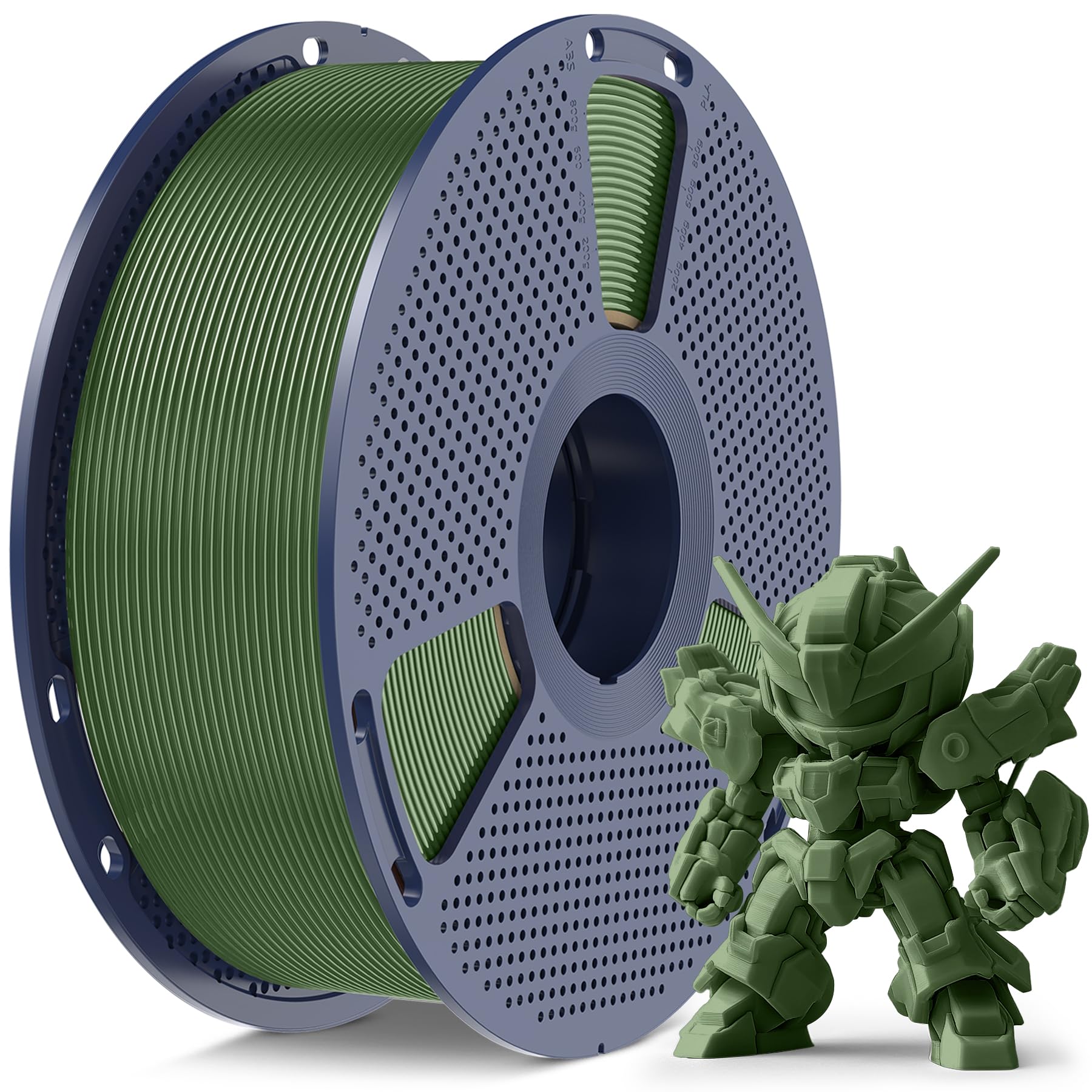 SUNLU High Speed PLA Meta Filamento, 1KG PLA 3D Filamento 1,75mm, Più Resistente Filamento, Precisione Dimensionale +/- 0.02mm, Compatibile con Stampanti 3D FDM, Rocchetto 1KG (2.2lbs), Verde Oliva