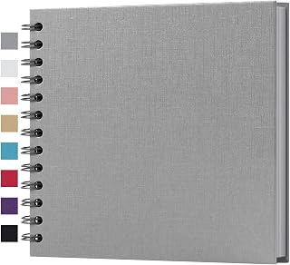 potricher 7 x 7 Inch Small DIY Scrapbook Photo Album 40 Pages, Gray | Thick Kraft Paper Scrap Book Photo Albums, Memory Book for Wedding, Anniversary, Baby, Family, Travel, DIY Projects
