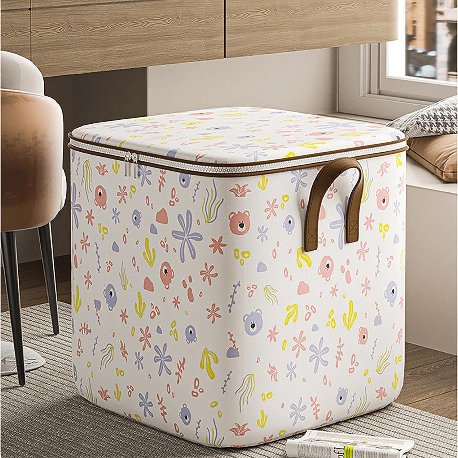 Clothes Storage Bag, Non-Woven Clothes Quilt Foldable Storage Bag, Multipurpose Large Capacity Lightweight Portable Wardrobe Sorting Storage Box for Store Blankets Clothes Pillows Quilts (180L)
