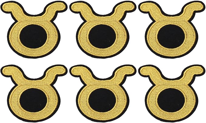PATIKIL Taurus Constellation Symbol Iron on Decorative Patches, 6 Pcs Sew on Zodiac Embroidered Patch Applique for Repair Decoration Clothing Hats Jackets Backpack, 2.8
