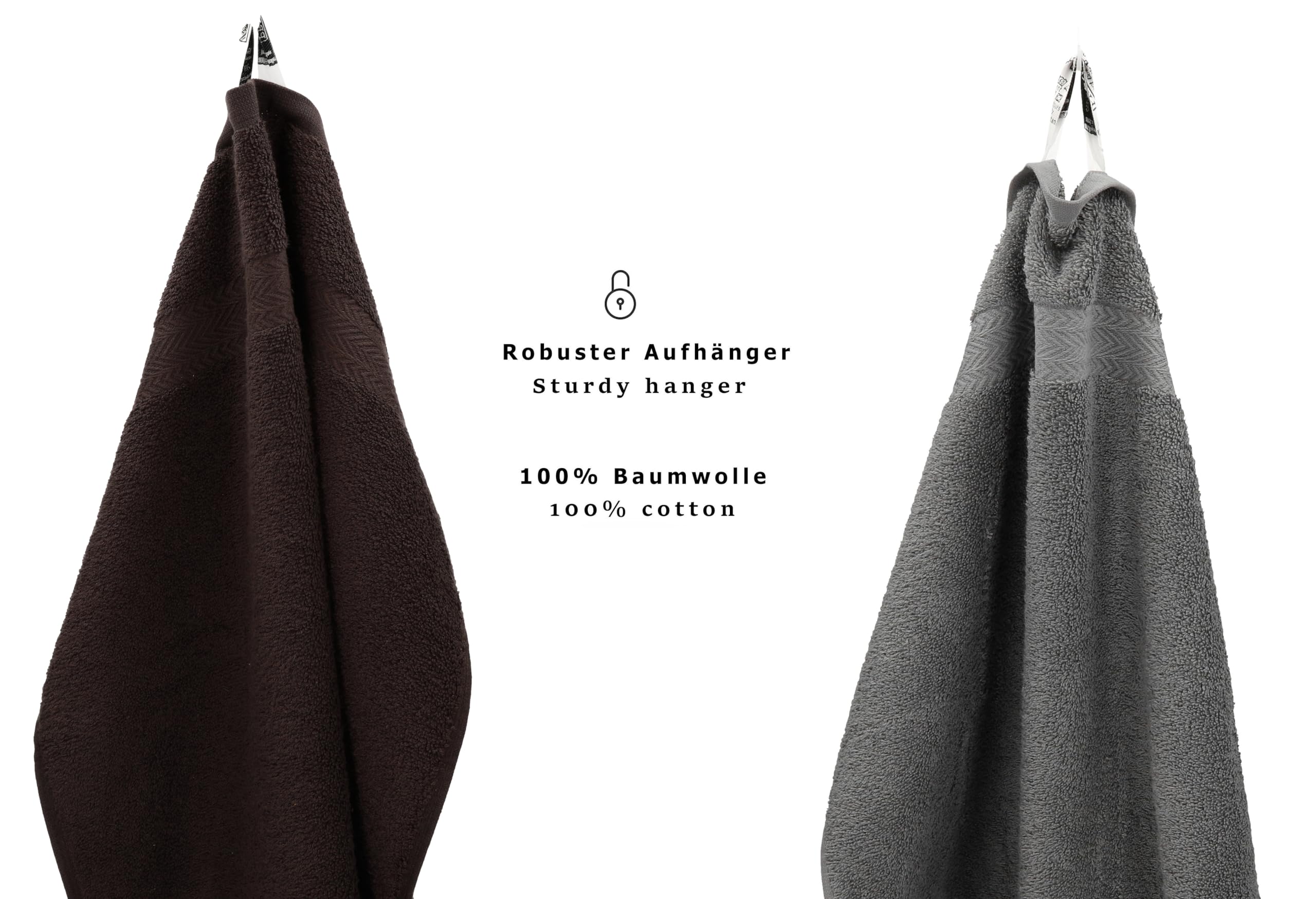 Betz Juego de 10 Toallas Classic 100% algodón 2 Toallas de baño 4 Toallas 2 Toallas de Mano 2 Toallas Cara de Color marrón Oscuro y Gris Antracita
