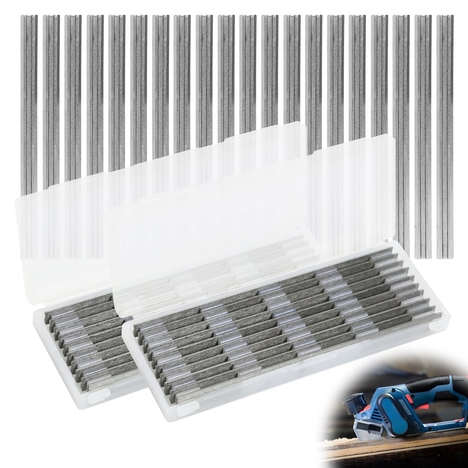 20 Piezas Cuchillas Cepillo Electrico, 82mm Cuchillo Reversible, Professional Cuchilla Para Maquinaria De Carpintería, Para Cortar Duras Blandas Tablero De Madera (82 x 5,5 x 1,2 mm)
