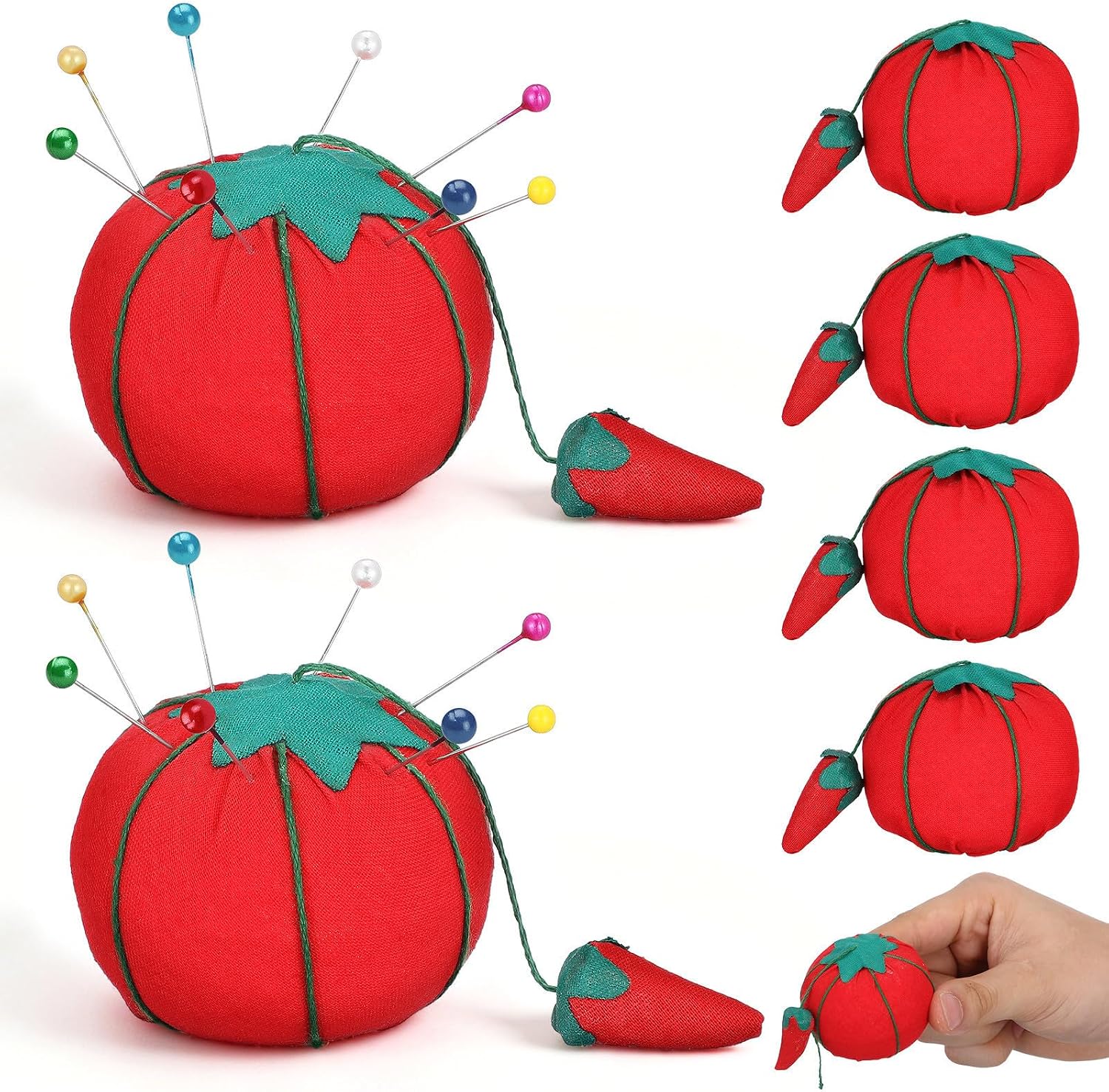 12pcs Tomato-Shaped Pin Cushion for Sewing and Cross Stitch Beginners
