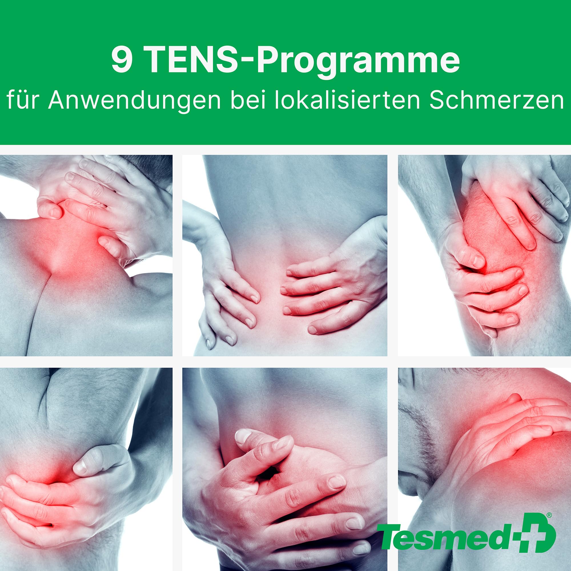 TESMED Fit Muskel Elektrostimulator für EMS, TENS, Massage (3 in 1), 22 Programme, Davon 6 anpassbar, perfekt zur Schmerzlinderung und Stimulierung der Bauch, Gesäß und Brustmuskeln