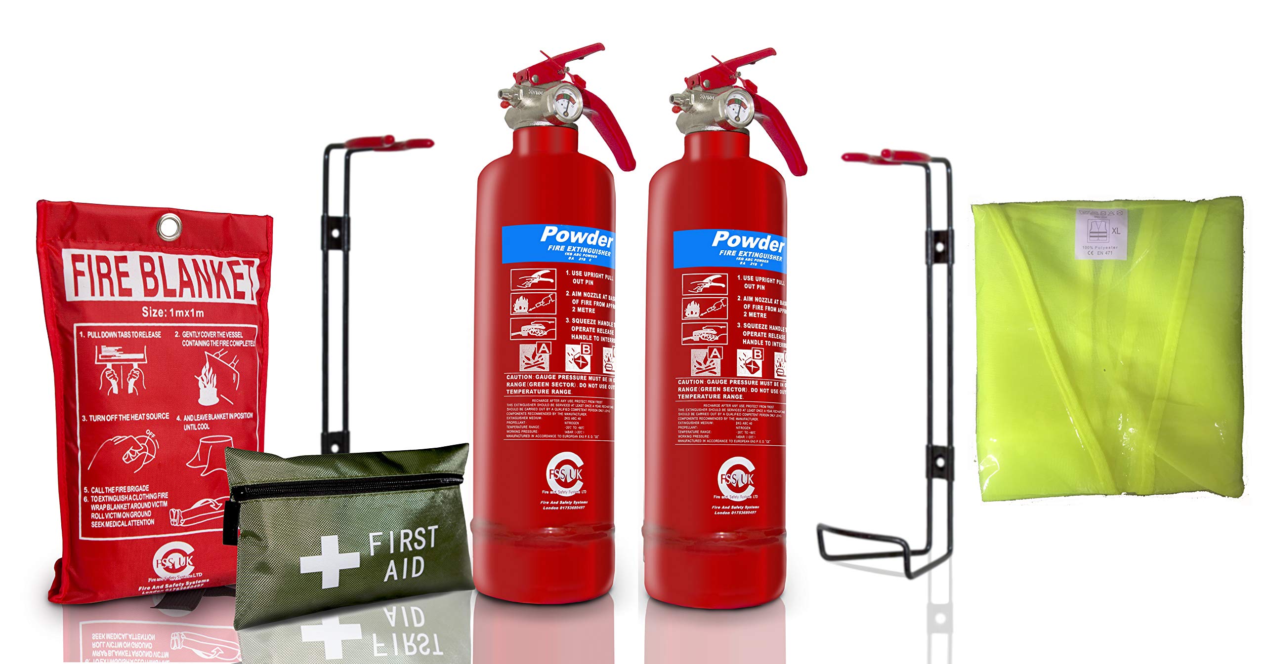 Gas Safe Engineer FIRE Safety Full Pack  Extinguisher 1ST AID KIT BLANKET HI VIS