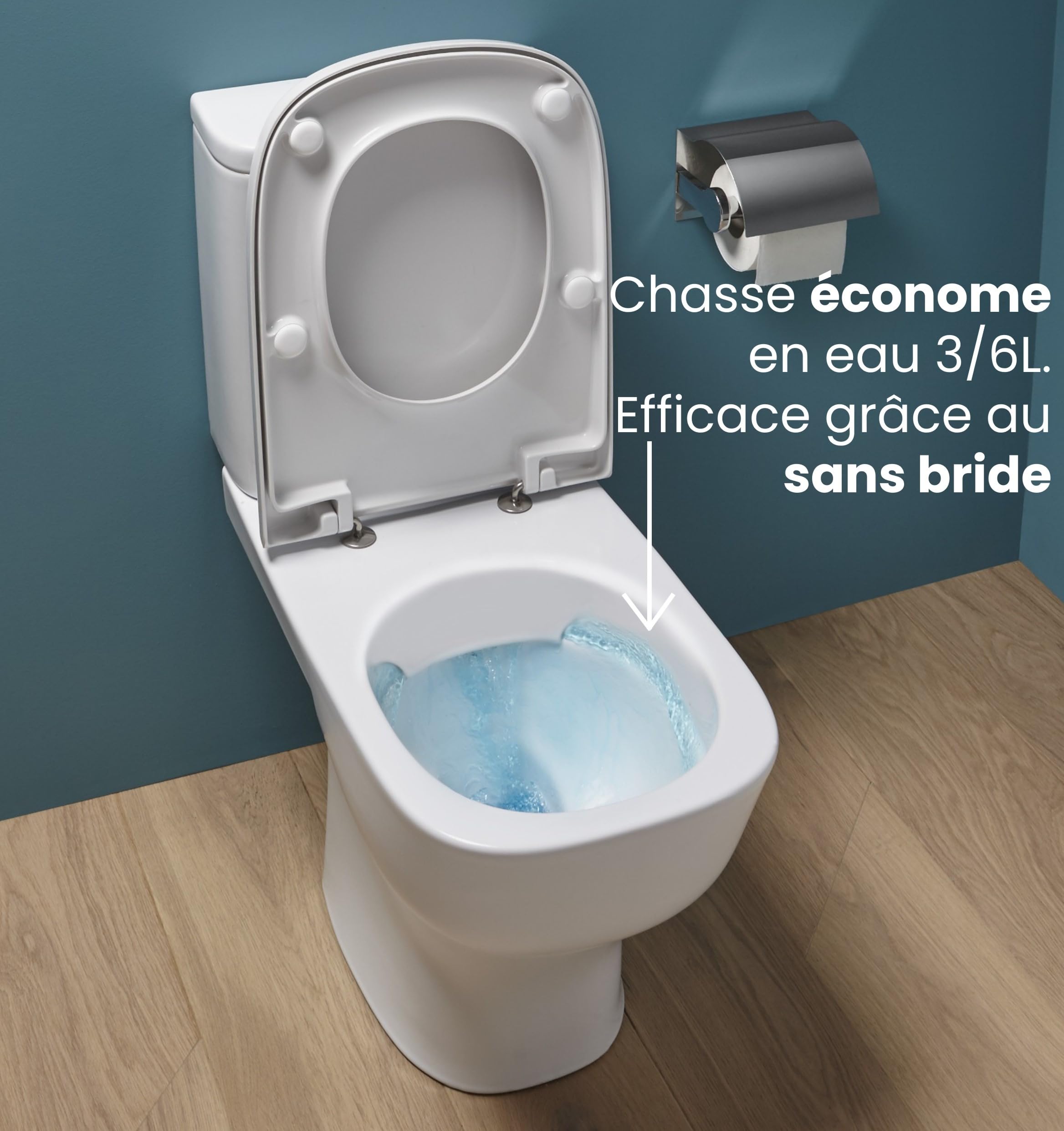 Jacob Delafon - Pack WC au Sol Sans Bride Struktura - Sortie Horizontale - Réservoir 3/6L Econome en Eau - Robinet Flotteur Silencieux - Abattant Recouvrant - 34,0x76,0x64,5 cm - Blanc - E76003-00