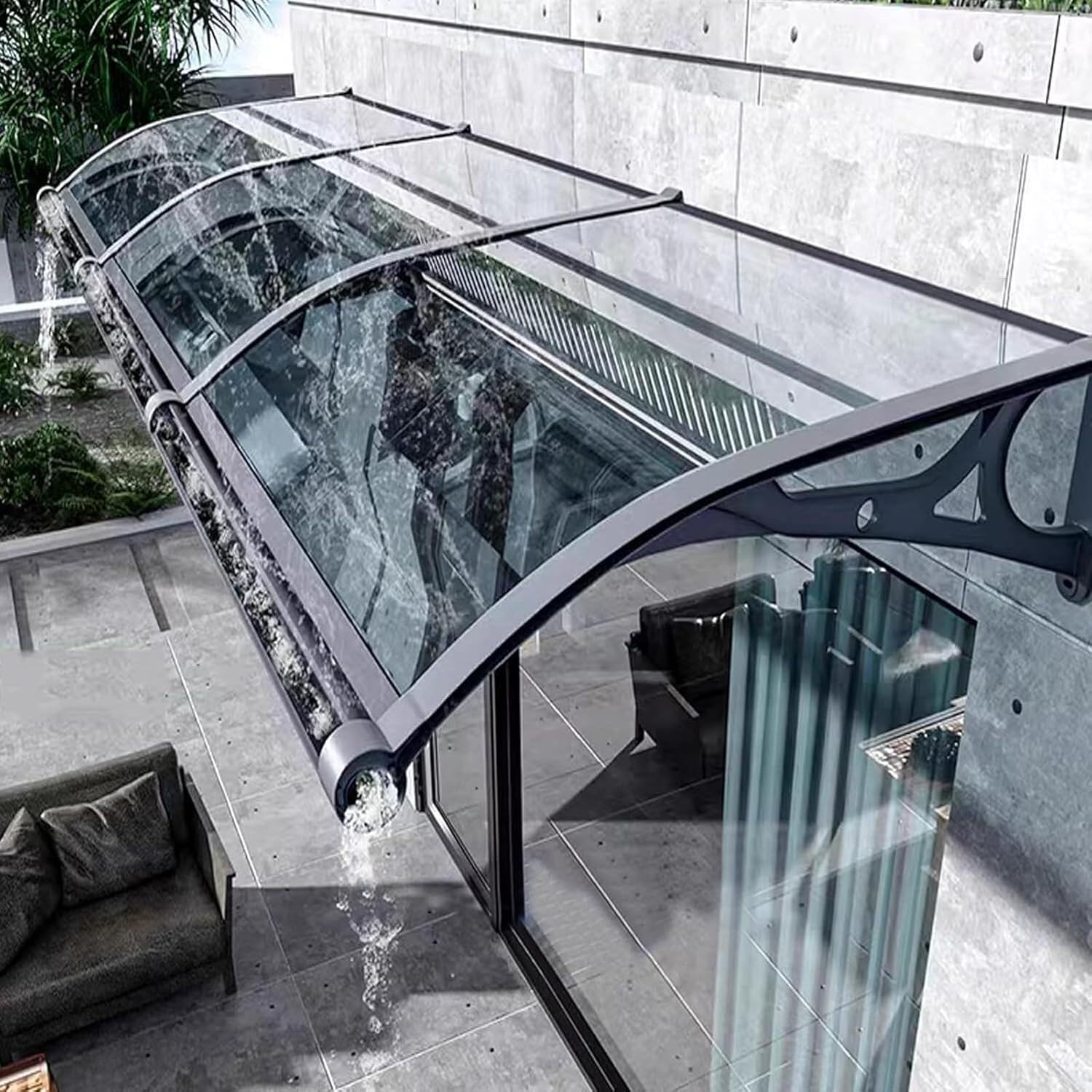 Sink Aluminum Alloy Door Canopy Awning Shelter, Transparent Polycarbonate Cover, Window Rain Shelter Cover, Patio Porch Awning, Outdoor Rainproof Balcony Courtyard Window Awning