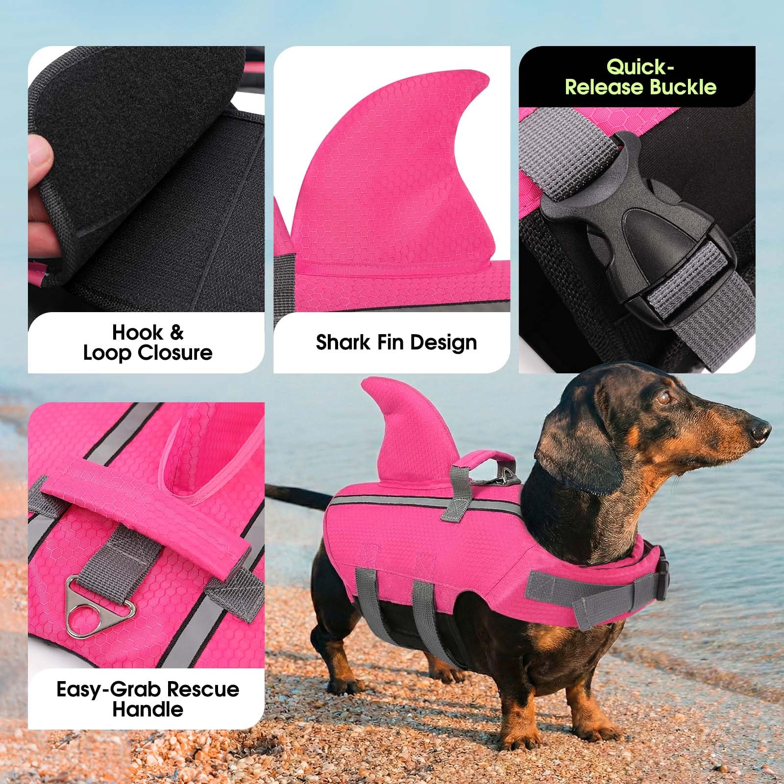 SUNFURA Gilet de sauvetage pour chien taille XS, gilet de sauvetage pour chiens avec bandes réfléchissantes, gilet de sécurité pour animaux de compagnie pour la natation, le bateau, le bouledogue