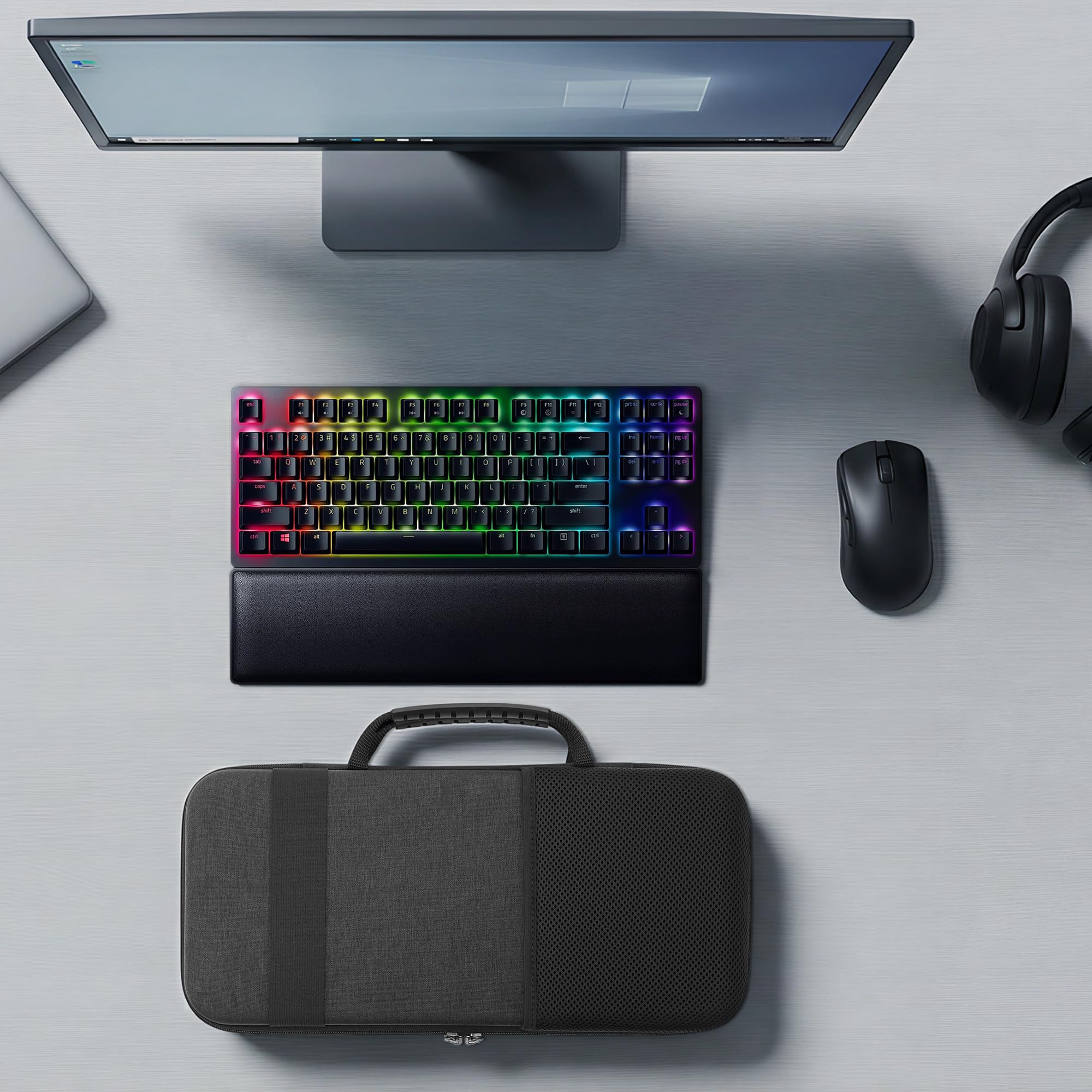 GEEKRIA Custodia rigida da viaggio per tastiera meccanica da gioco TKL 80/87 Razer Huntsman V2, Razer BlackWidow TE Chroma V2