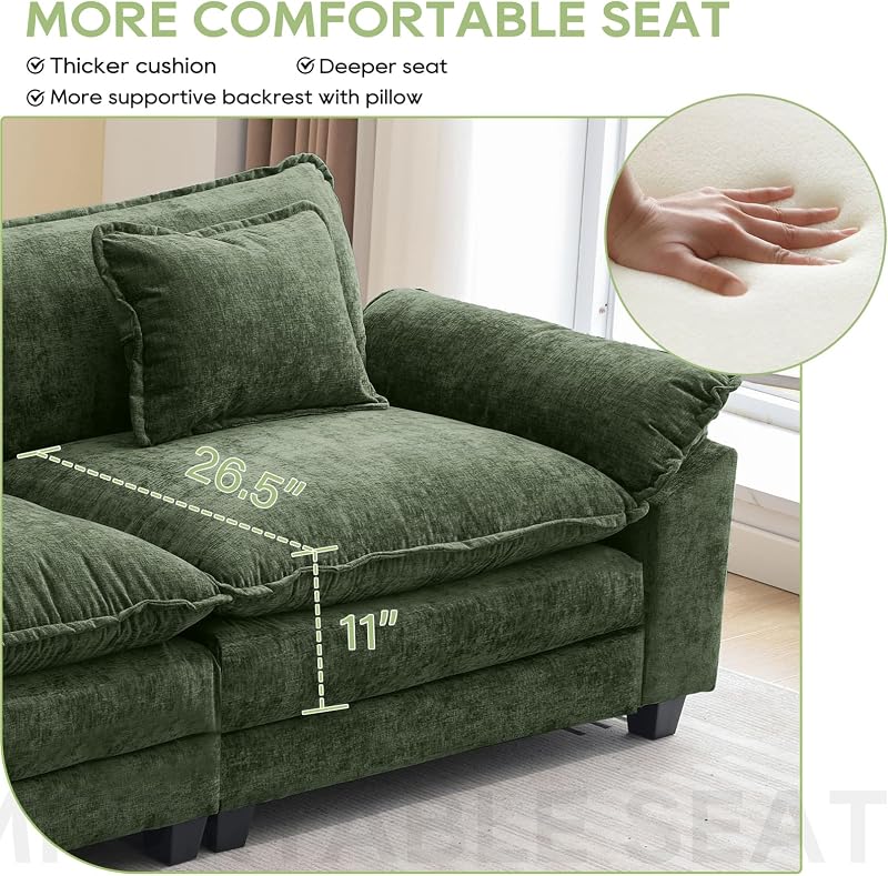 Oprisen 86" Modular Sectional Sofa, Comfy Deep Cloud Couch with Ottoman image 4