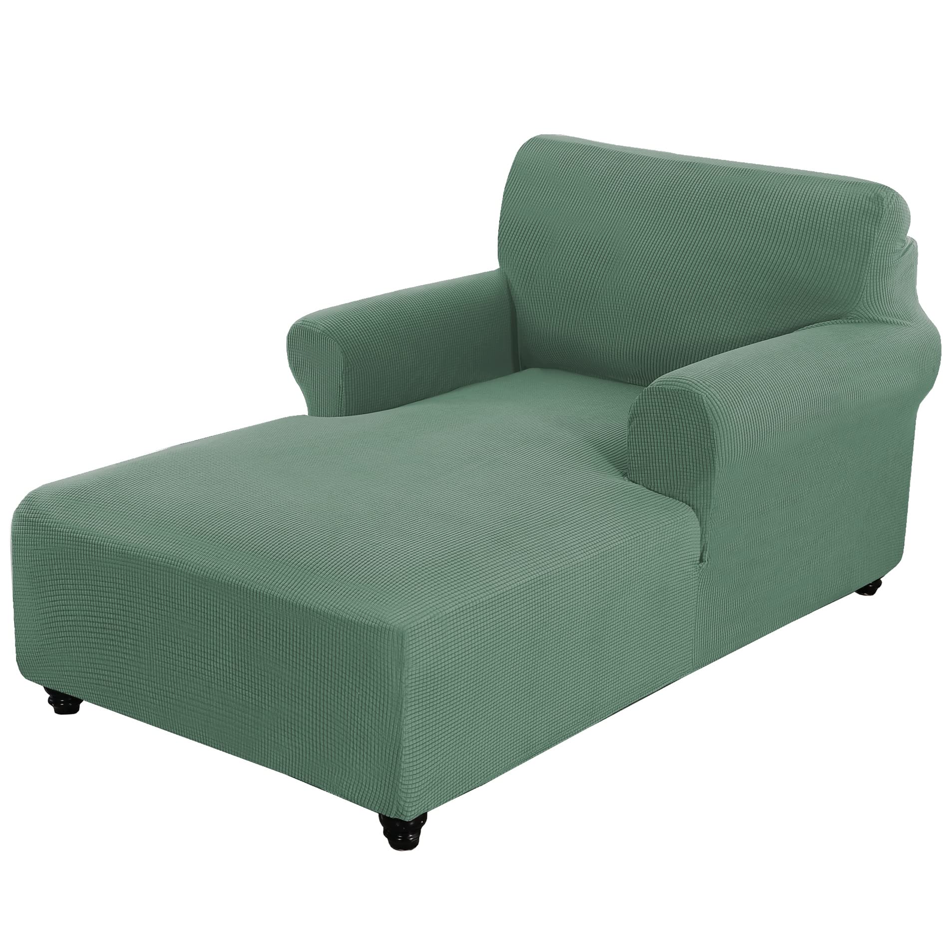 GYHH Chaise Lounge Cover Stretch Chaise Chair Covers for Living Room Chaise Slipcover with Double Arm Vintage Style Sofa Chaise Longue (Grass Green)