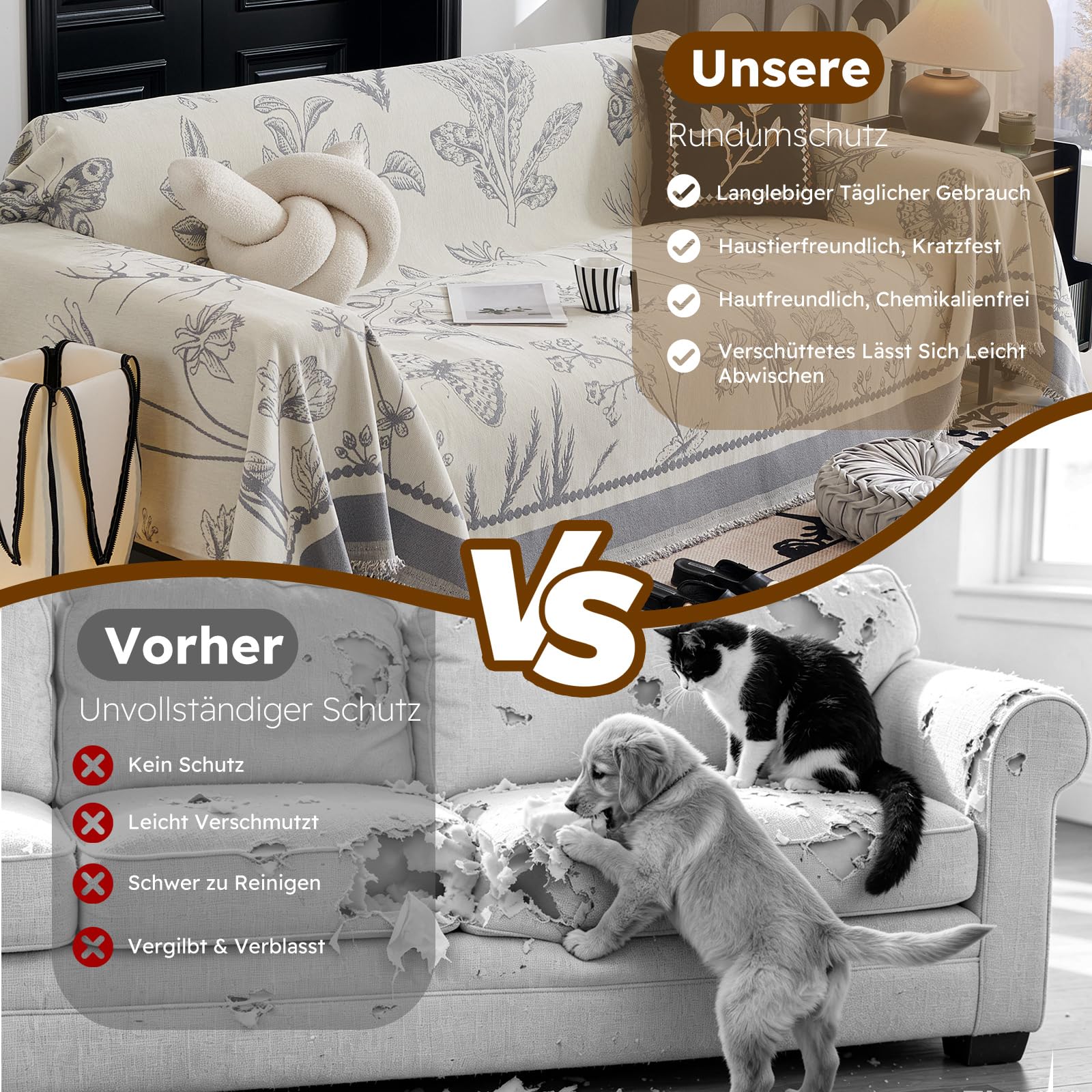 Decke für Sofa, Multifunktionsdecke, Sofa überwurfdecke, Überwurf aus Chenille, für Vier Jahreszeiten, Couch Decke 180 * 260cm-Grau