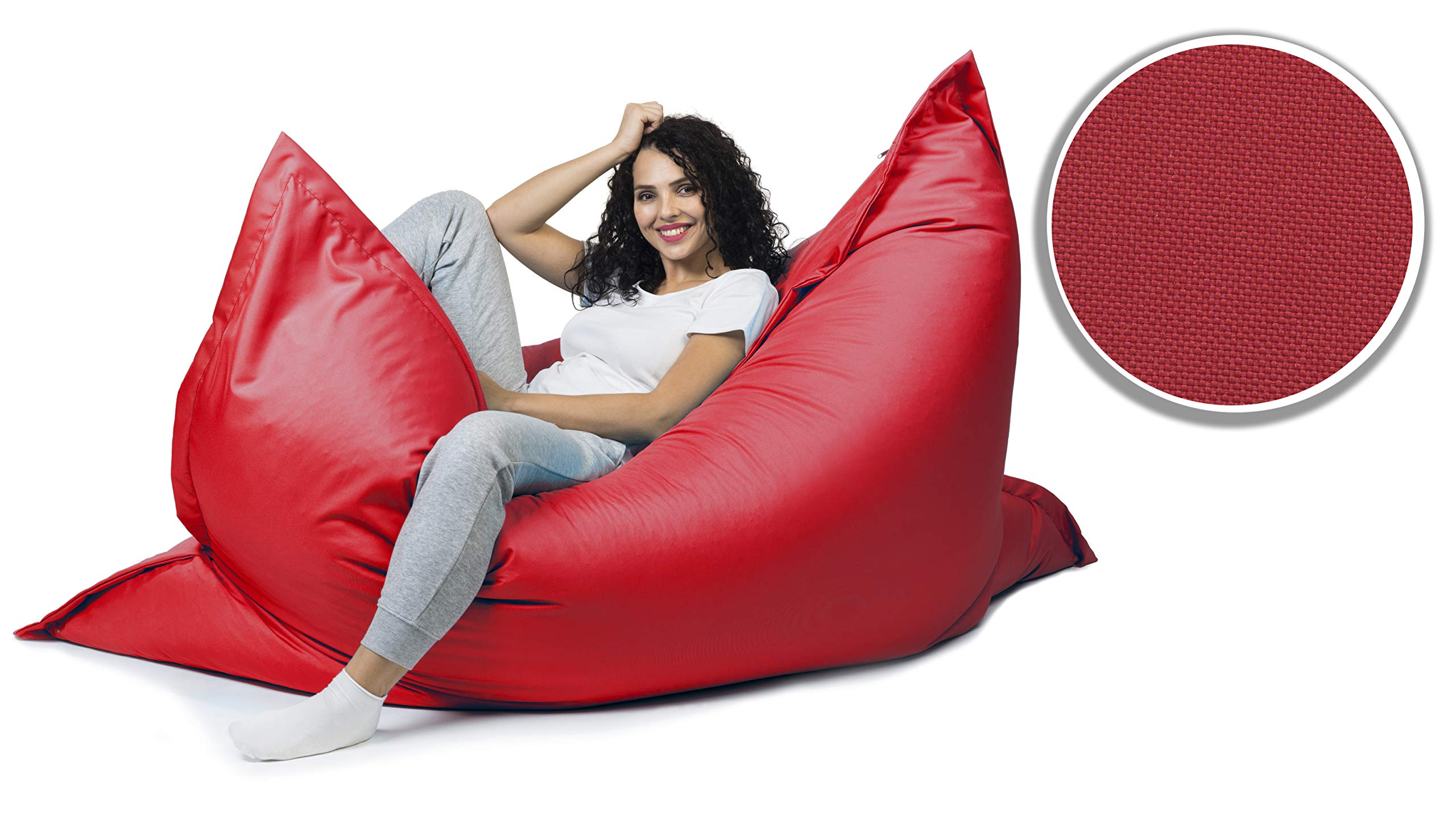 sunnypillow Pouf Poire rectangulaire 180 x 145cm avec Billes de polystyrène intérieure extérieur Fauteuil poir avec Rembourrage Perles EPS Housse Amovible
