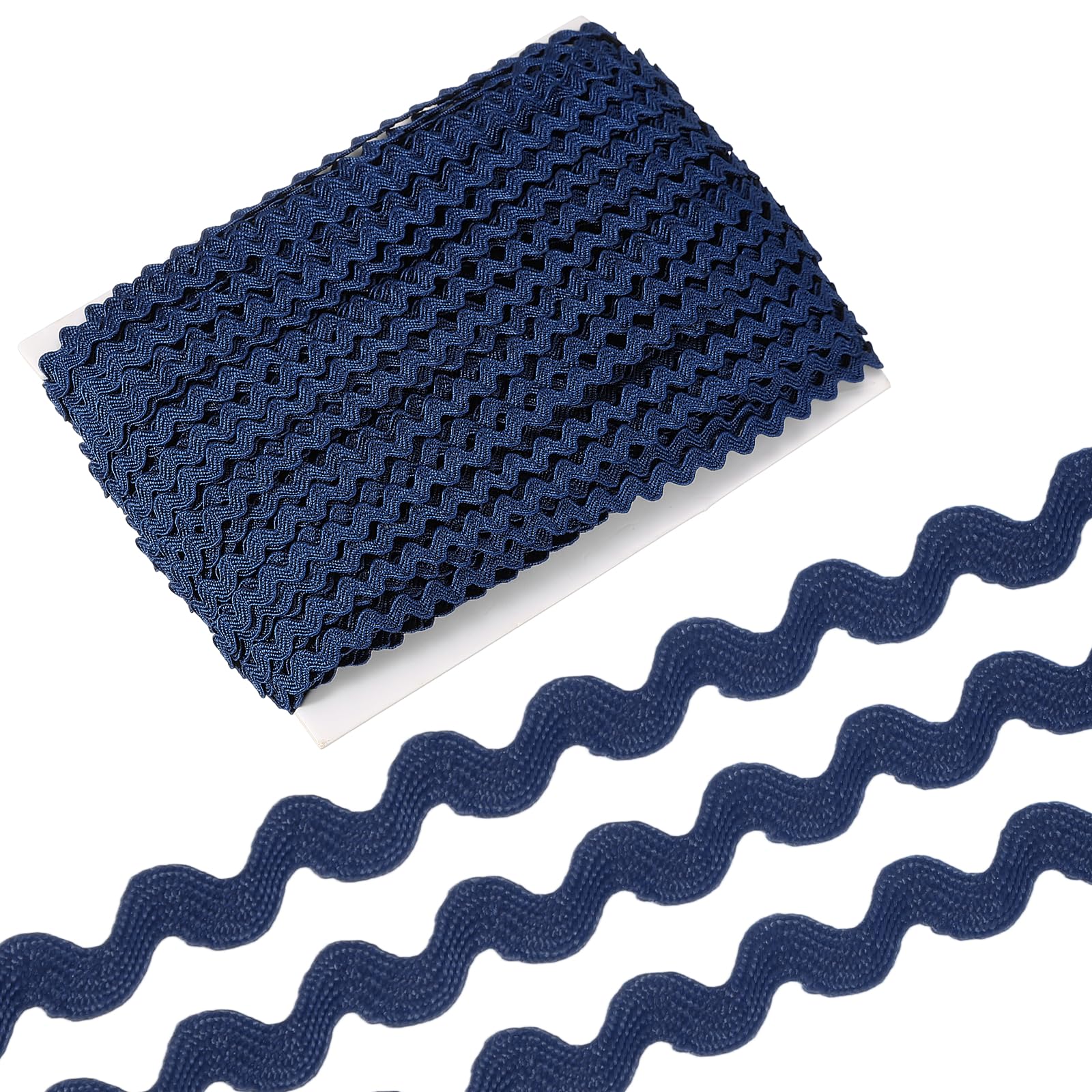 sourcing map 44 Yard Rick Rack Trim Ribbon, 3mm Wave Sewing Bending Fringe Trim Wave Ribbon Trim for Sewing DIY Clothes Wrapping Wedding Party Decoration, Dark Blue