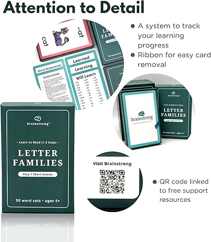Miniatura 5 de Brainstrong 1133 - Tarjetas flash fonéticas y palabras de vista  Paquete de caja premium  Preescolar Kindergarten 1er 2nd 3er grado Escuela en casa