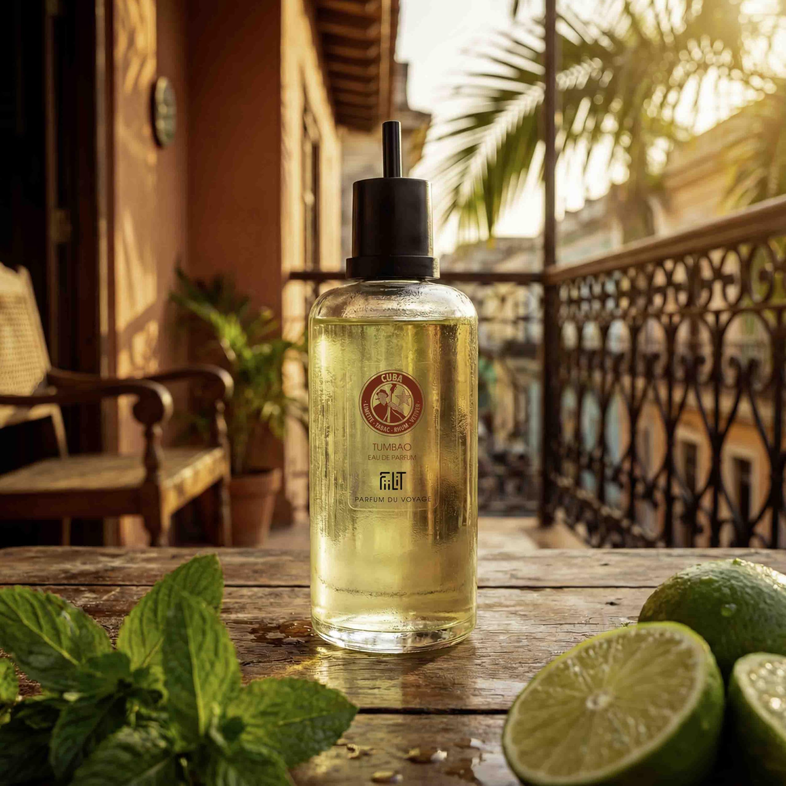Woda perfumowana TUMBAO CUBA 200 mL Wkład - FiiLiT perfumy podróżne - Mieszane - Limonka Tytoniowa Rum Piripiri Vetiver - Drzewny korzenny