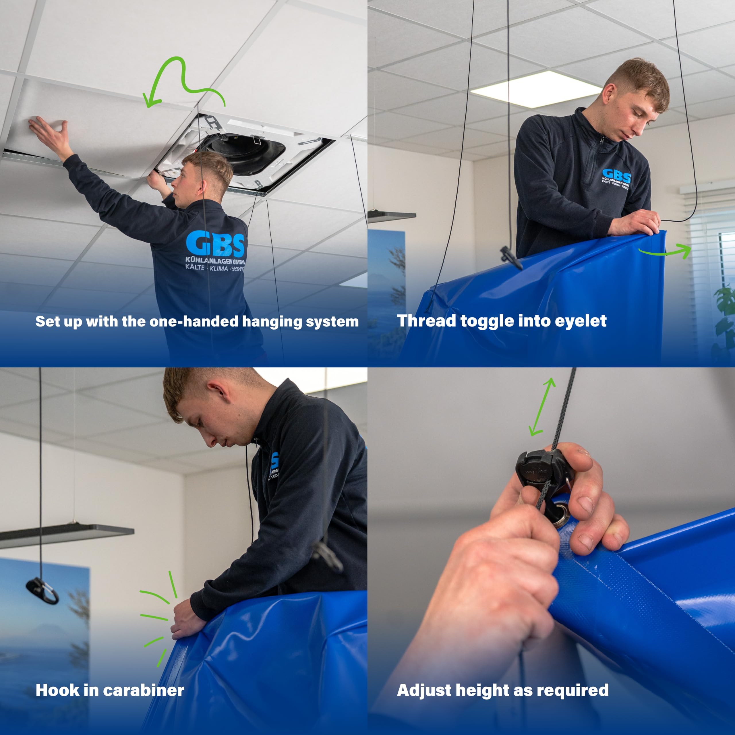 DERBLAUE Imbuto per cassette da soffitto, 110 x 110 cm, capacità 70 litri, attacco da 3/4"