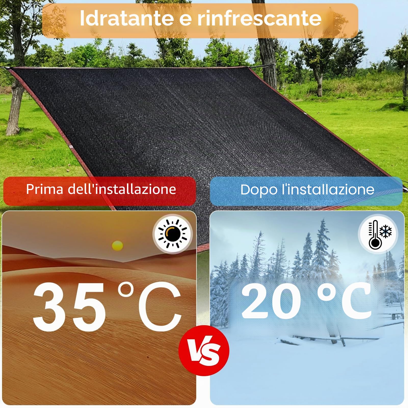 Rete Ombreggiante 3x4M Nero con Occhielli UV Resistente Giardino Pergola