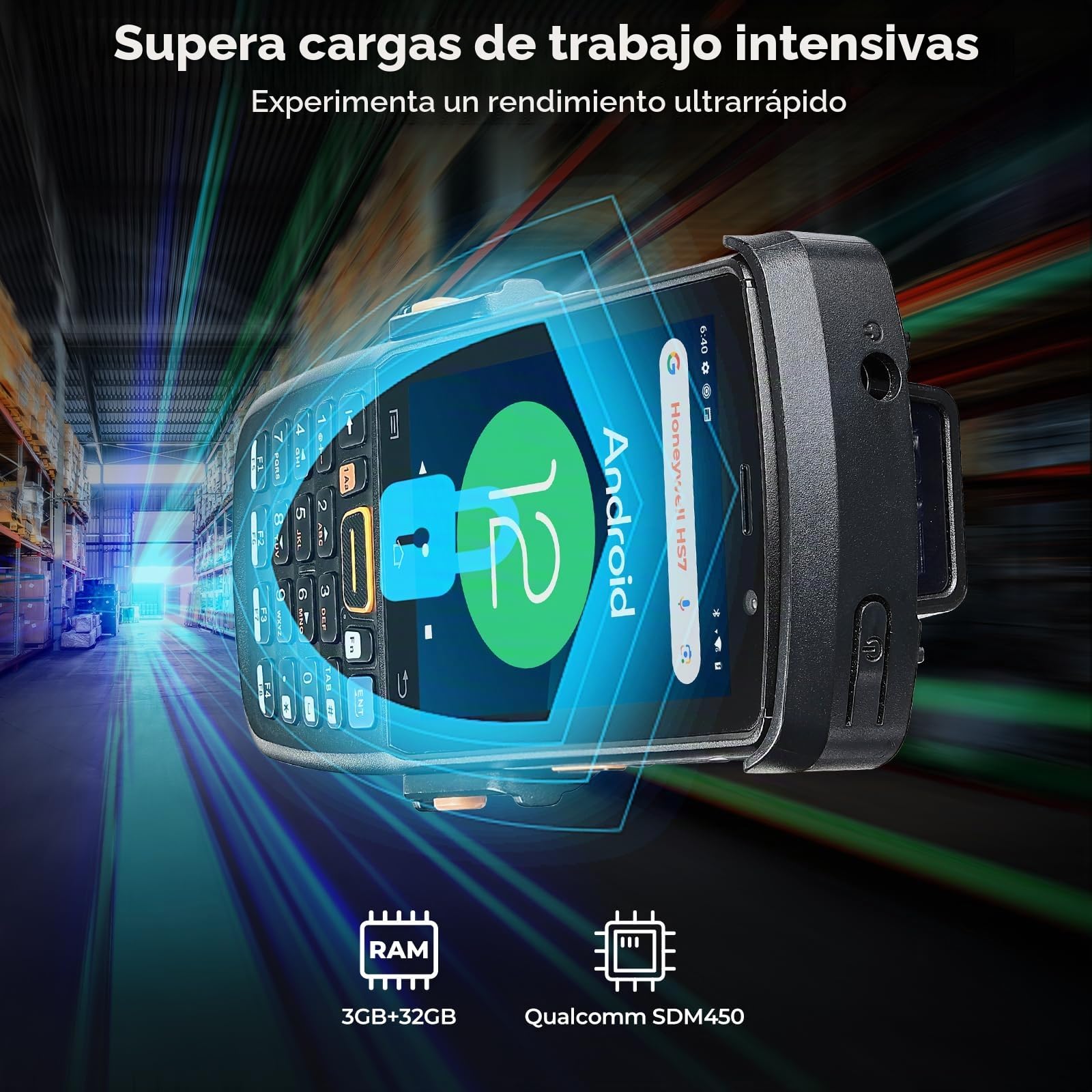 MUNBYN Escáner de Código de Barras Android 082Pro, Android 12, Equipado con Escáner HS7, PDA Portátil con 3GB+32GB, Robusto IP67 para Seguimiento de Inventario