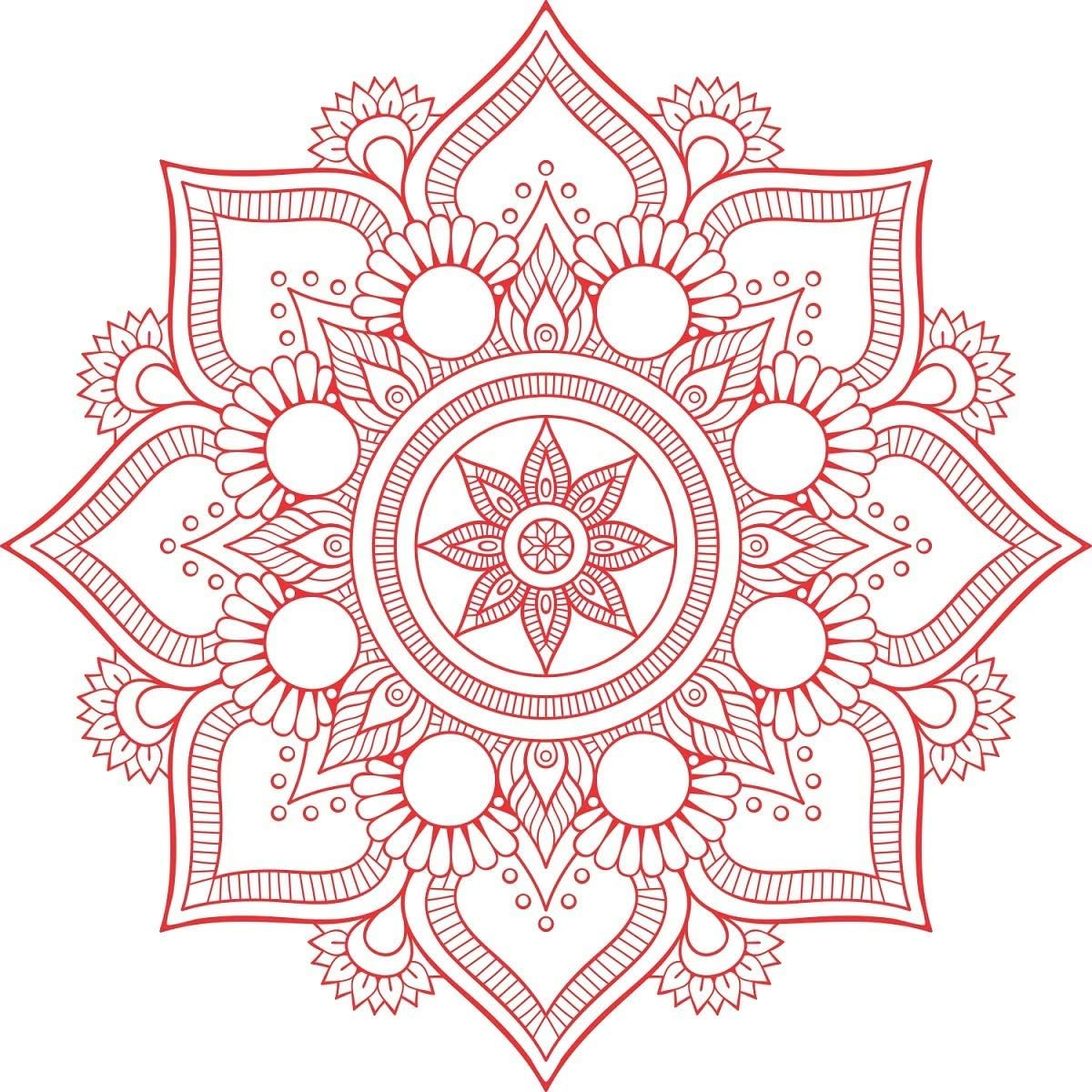 Rangoli Pattern Floor Sticker DIY Removal Vinyl Decal Multicolor Sticker for Home Decoration, 60 x 60 cm