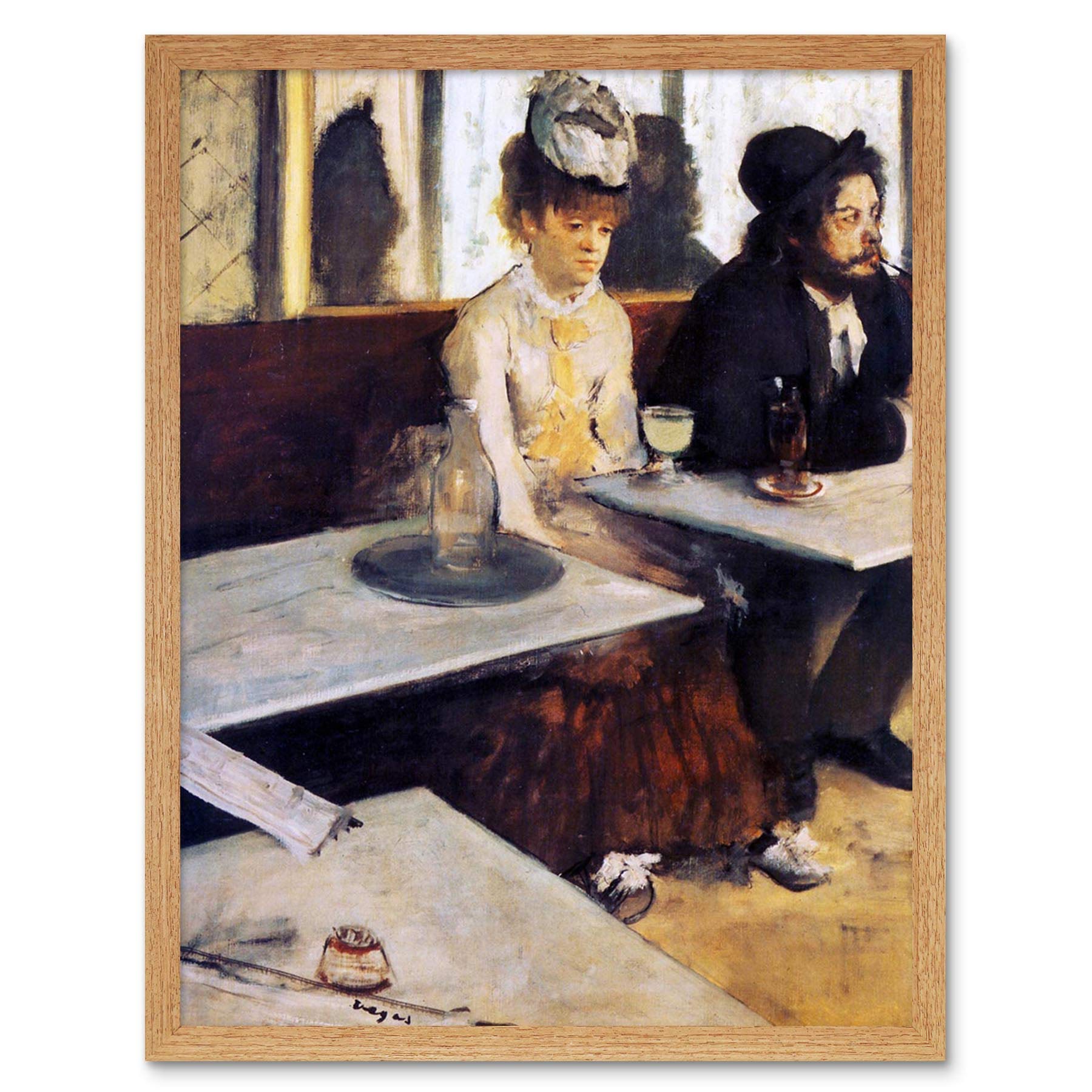 Wee Blue Coo Edgar Degas The Absinthe Drinker 1876 Old Master Painting Art Print Framed Poster Wall Decor 12X16 Inch
