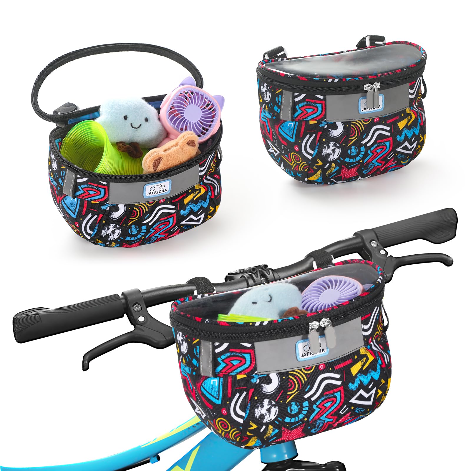 Kids Bicycle Basket, Front Frame Handlebar Bag for Toddler Scooter Tricycle Bike, Fabric Bicycle Basket for Boys & Girls