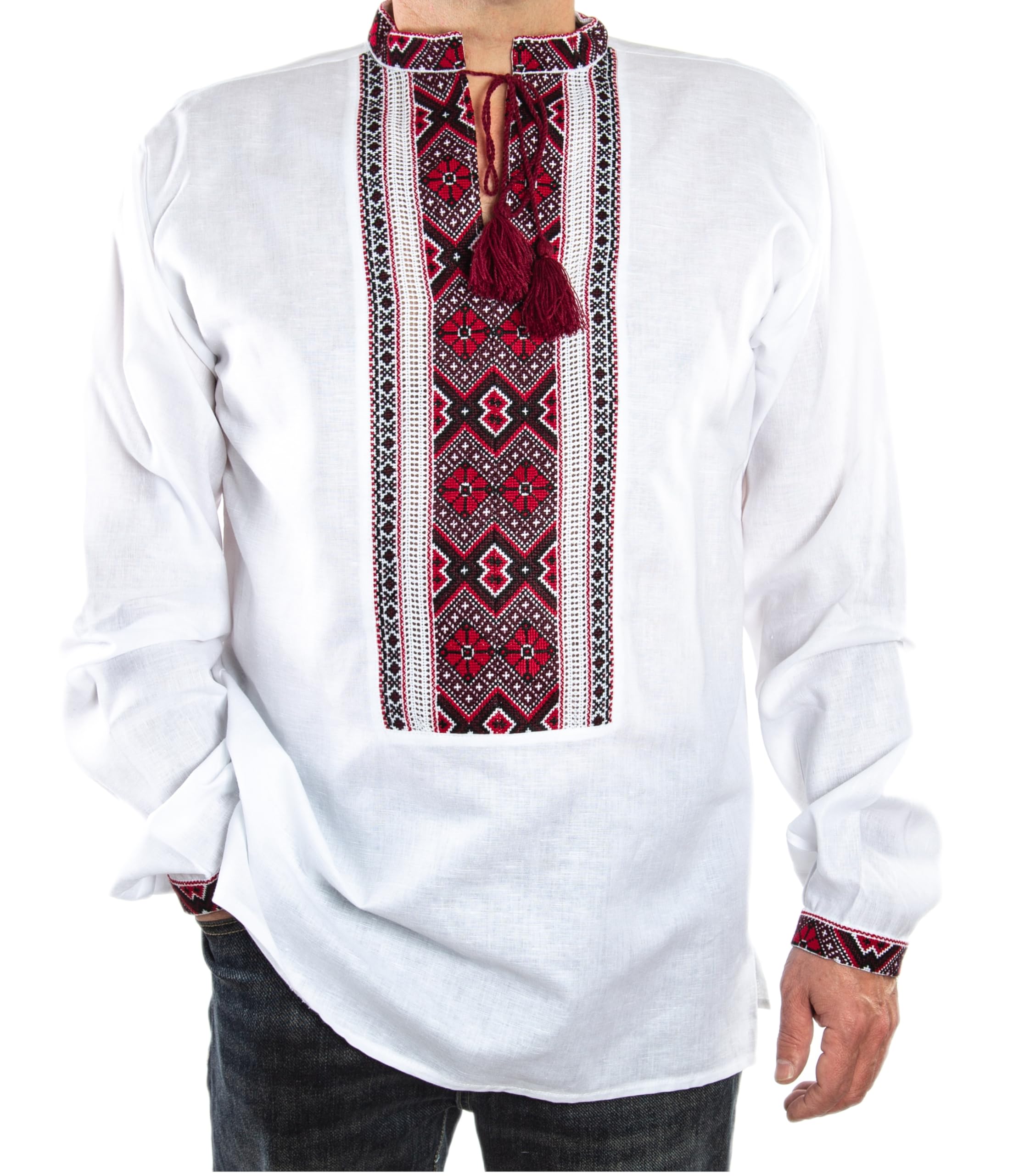 EASTER GIFT SET 2 VYSHYVANKA Men's Ukrainian Embroidered LINEN shirt wedding Handmade 2XL