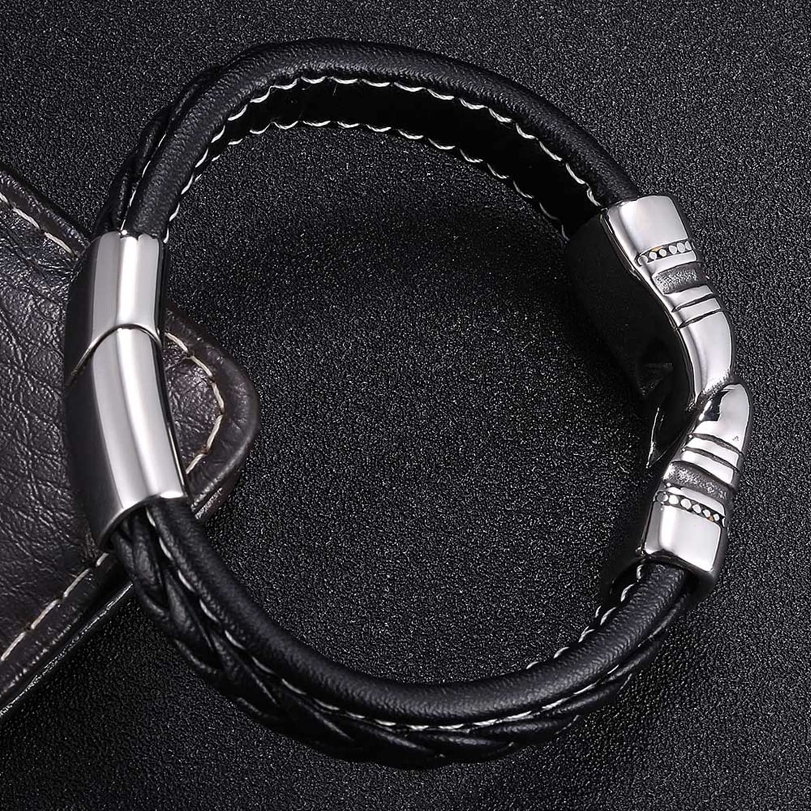 Rodzina Bangle, para bransoletka IC Party Bracelet Bracelets Łańcuch na nadgarstka ze stali nierdzewnej z magnetyczną długością zapięcia 16,5 cm Prezenty, Faux, bez cyrkonu