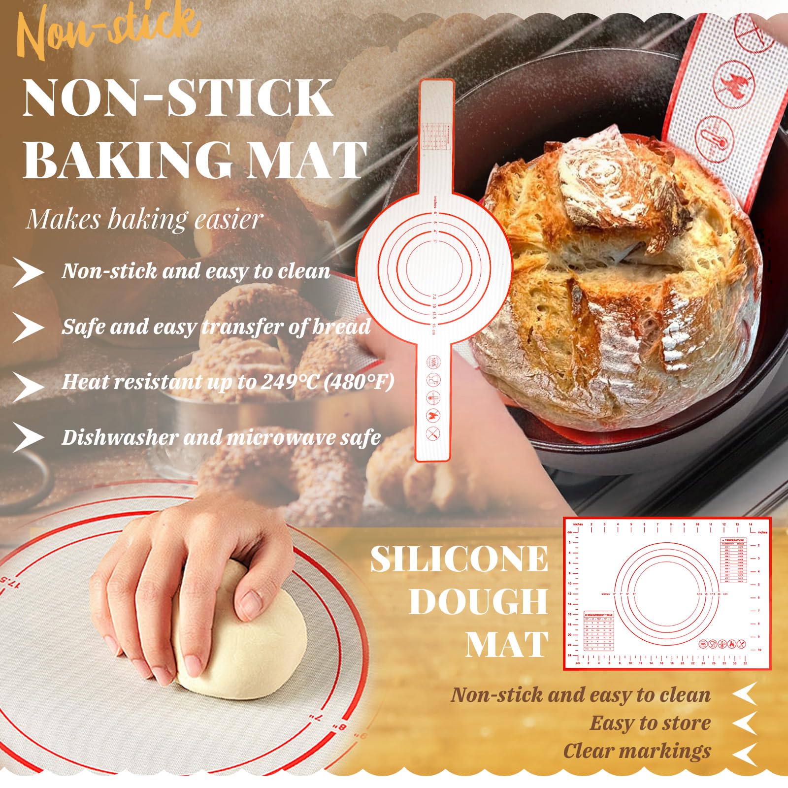 IIRC Set di base per pasta acida, cestino per pane, accessori per impasti acidi, per principianti, panettiere esperti