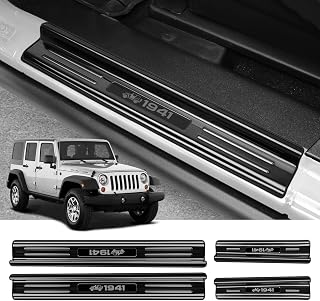 ZZEQYG 4 Pcs Stainless Steel Door Sill Protector Compatible with Jeep Wrangler JK Unlimited JKU Sport Sahara Rubincon 2007-2017 Accessories Front and Rear Door Car Door Sill Guards Trim