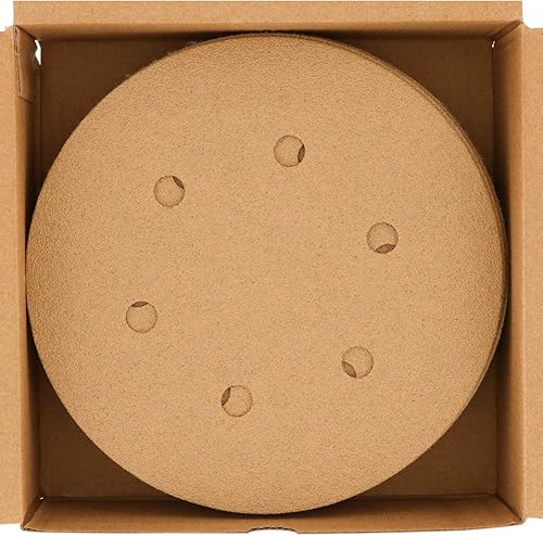 Miniatura 2 de Dura-Gold Premium 80, 120, 220, 320, 400 discos de papel de lija dorados de 6 pulgadas, patrón de 6 agujeros, sin polvo, 10 cada uno, 50 en total -