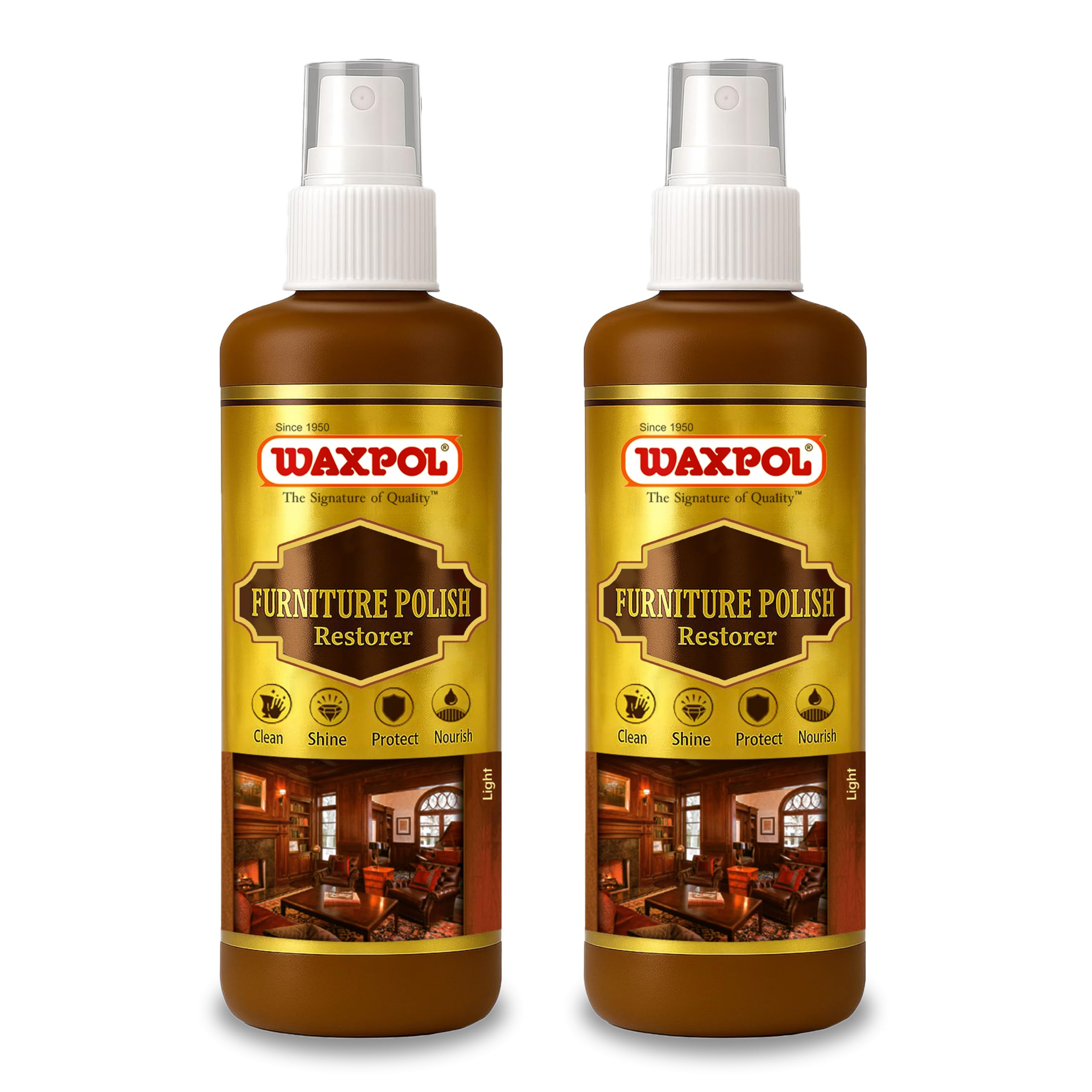 Waxpol Furniture Polish Restorer 200ml(Set of 2) Wood Polish Shine Spray for Furniture, Cabinets, and Wardrobes, Restores & Maintains Wood Shine